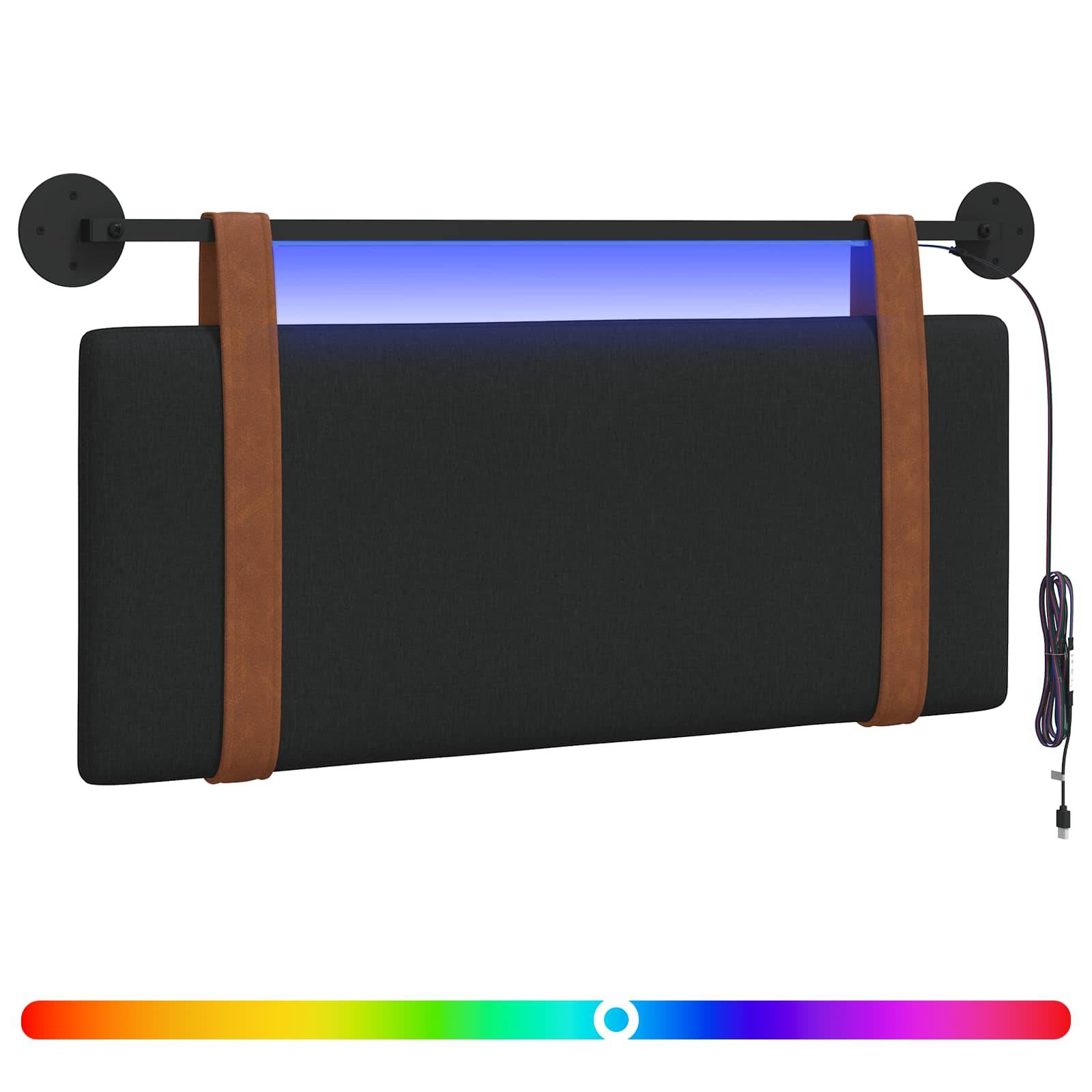 vidaXL Hängendes Kopfteil Mit LED Licht Schwarz Antikes PU
