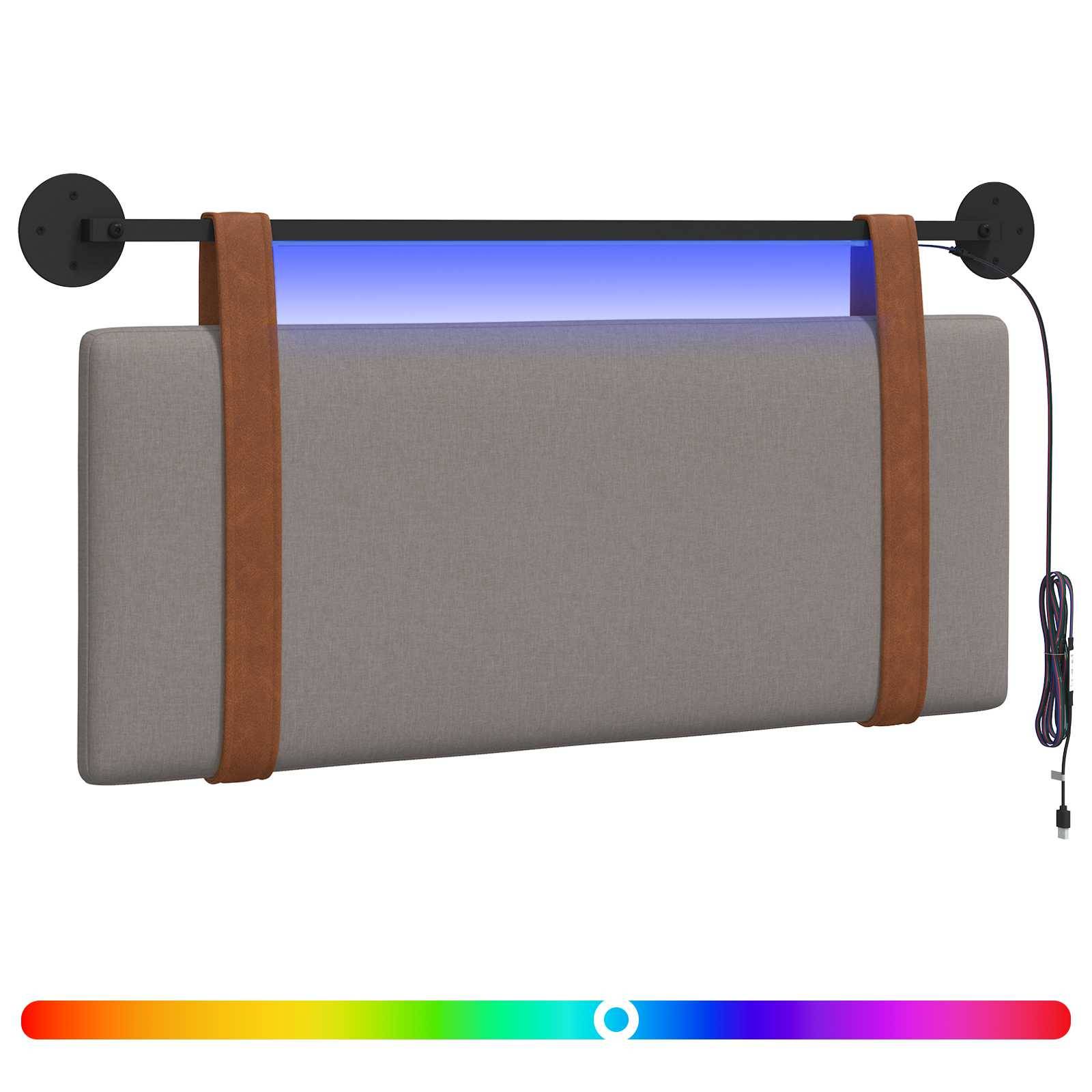 vidaXL Hängendes Kopfteil Mit LED Licht Taupe Antikes PU