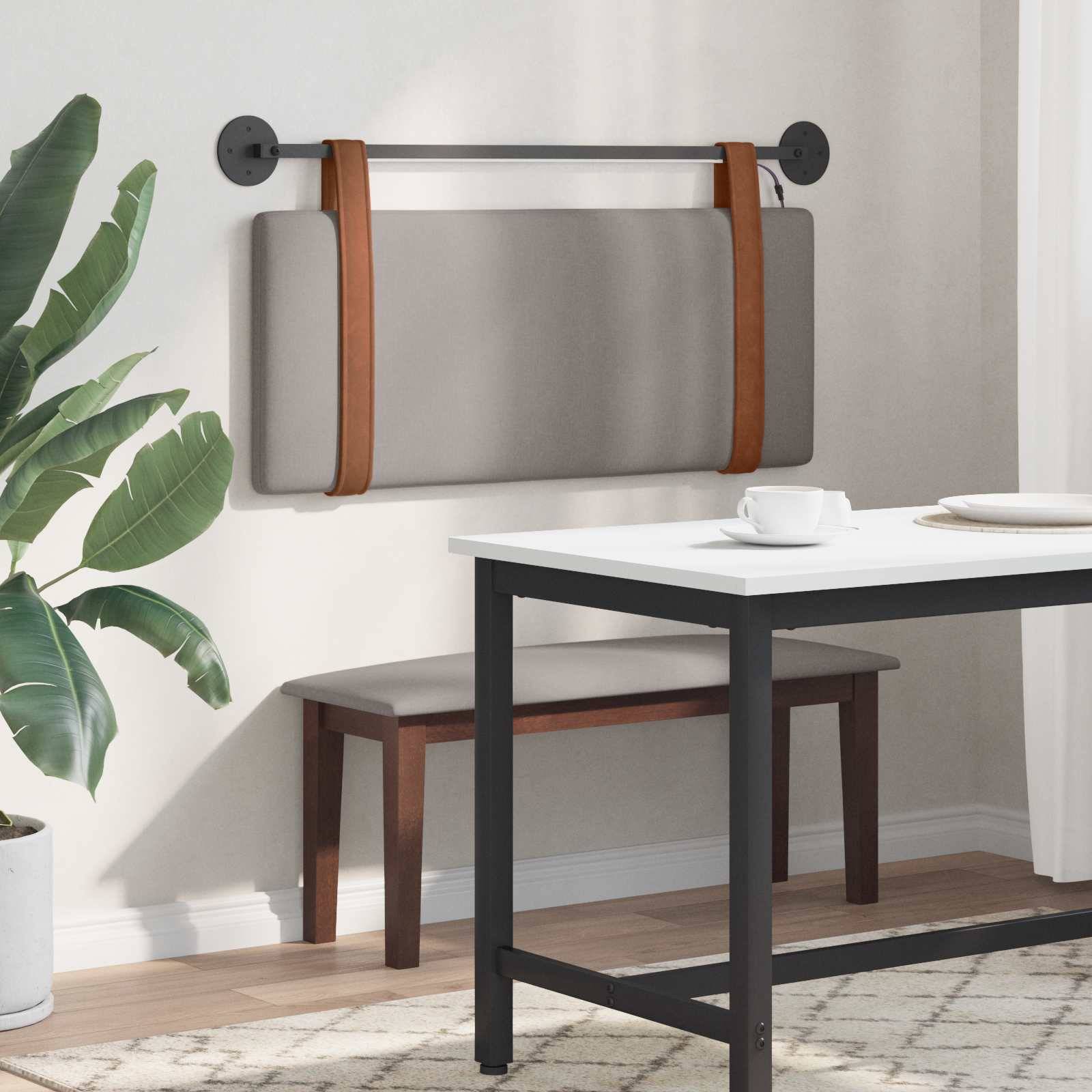 vidaXL Hängendes Kopfteil Mit LED Licht Taupe Antikes PU
