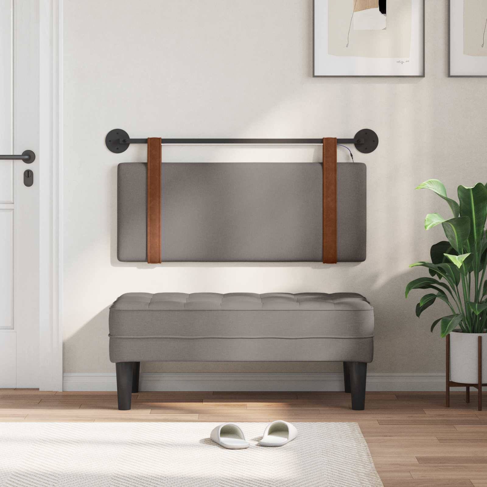 vidaXL Hängendes Kopfteil Mit LED Licht Taupe Antikes PU