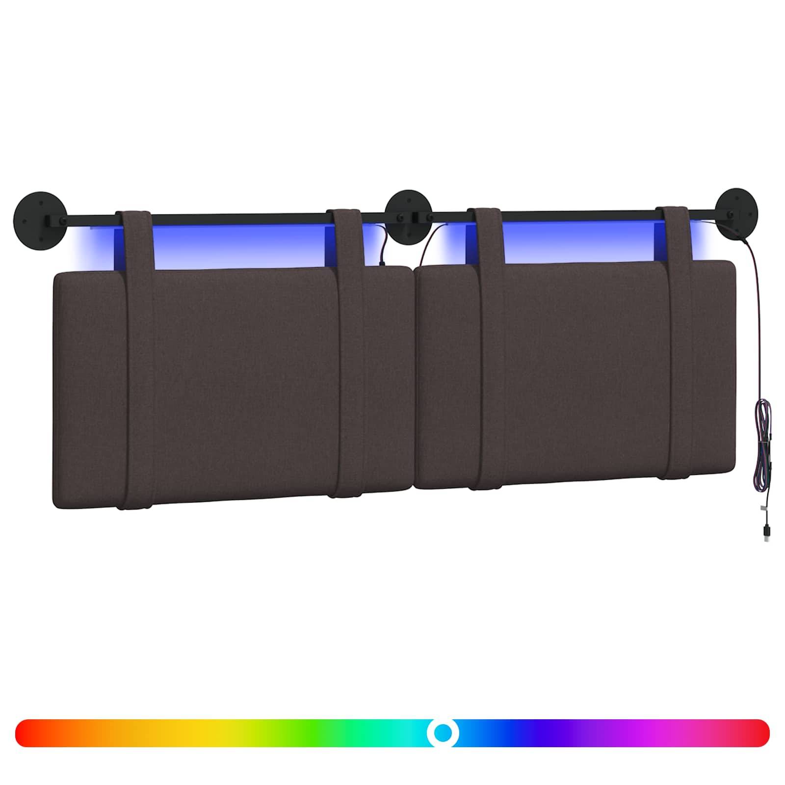 vidaXL Hängendes Kopfteil Mit LED Licht Dunkelbraun Stoff
