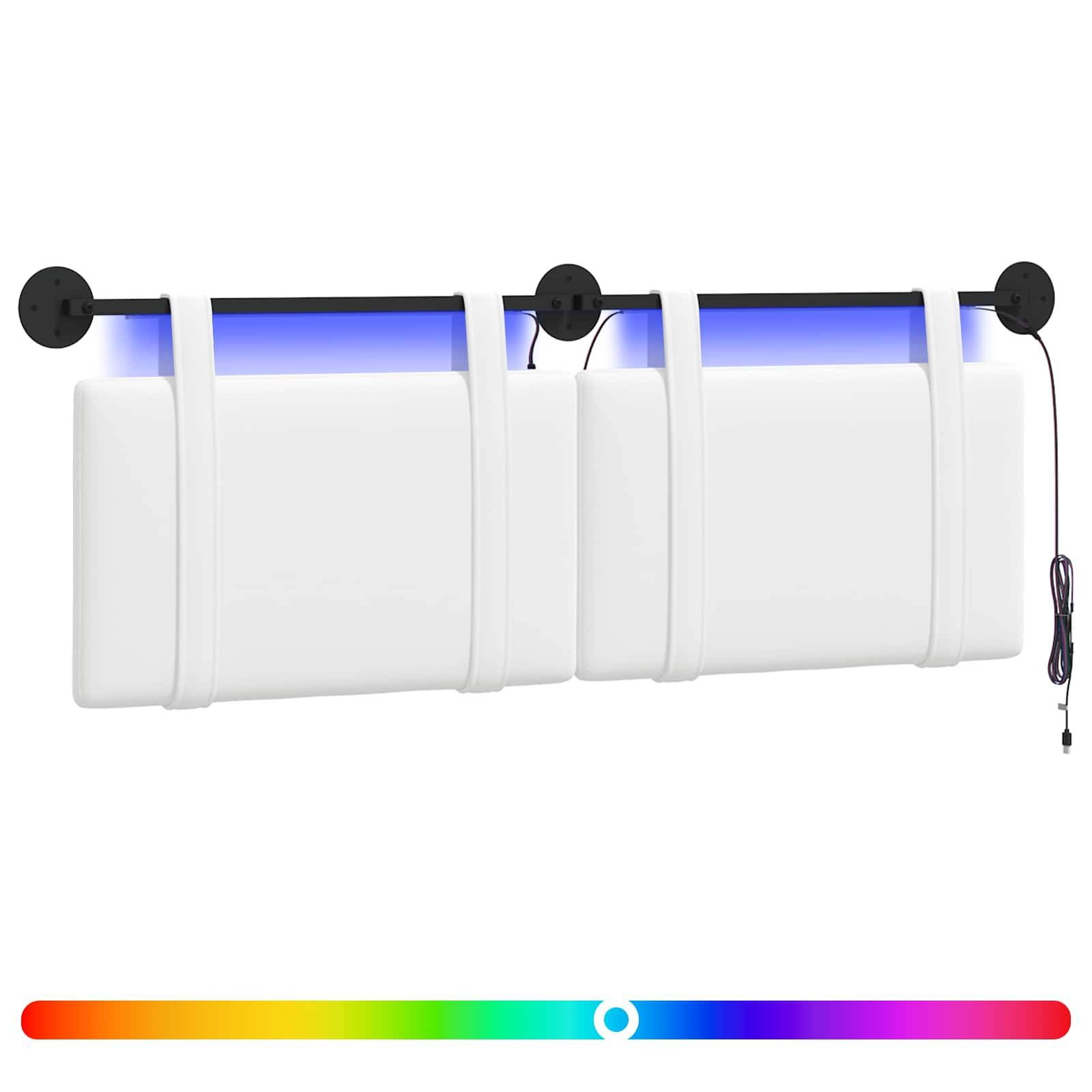 vidaXL Hängendes Kopfteil Mit LED Licht Weiß Stoff