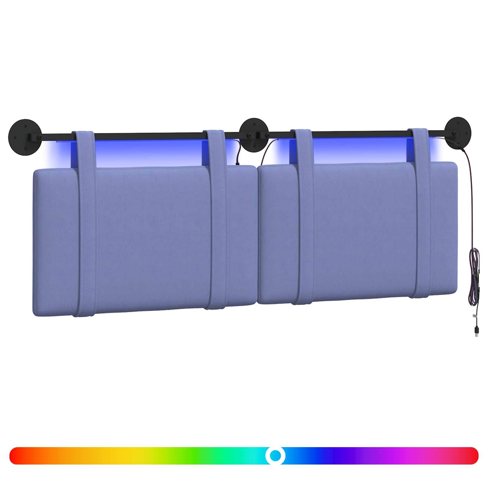 vidaXL Hängendes Kopfteil Mit LED Licht Jeans blau Stoff