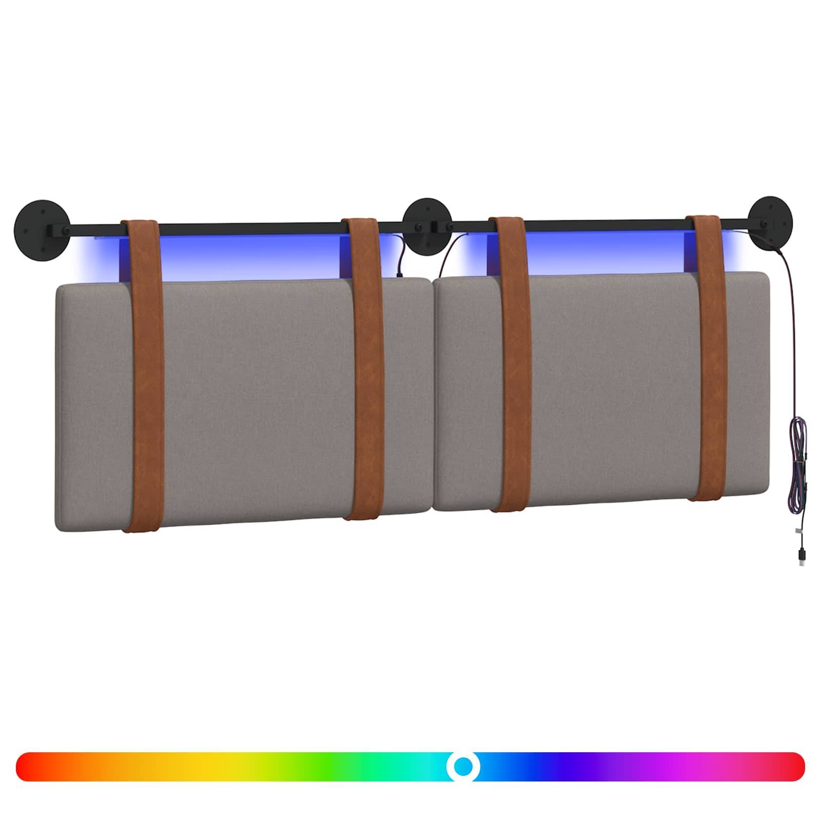 vidaXL Hängendes Kopfteil Mit LED Licht Taupe Antikes PU
