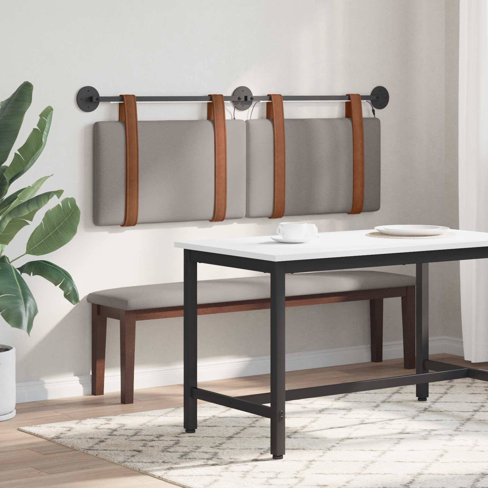 vidaXL Hängendes Kopfteil Mit LED Licht Taupe Antikes PU