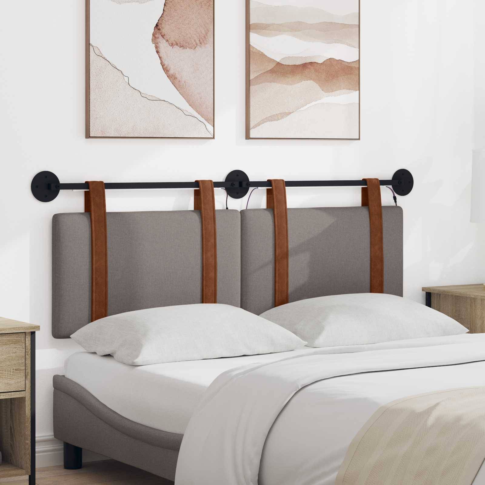 vidaXL Hängendes Kopfteil Mit LED Licht Taupe Antikes PU