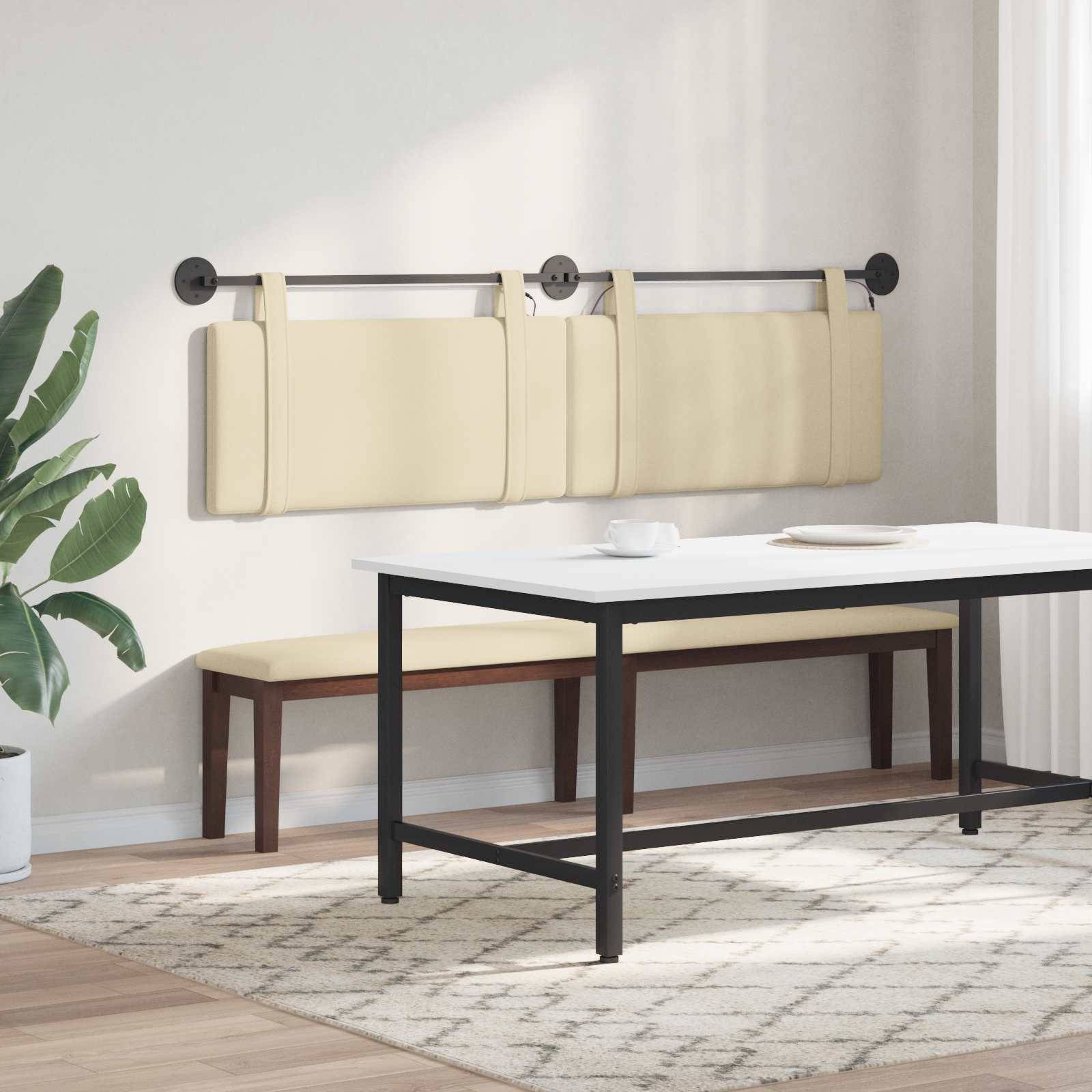 vidaXL Hängendes Kopfteil Mit LED Licht Creme Stoff