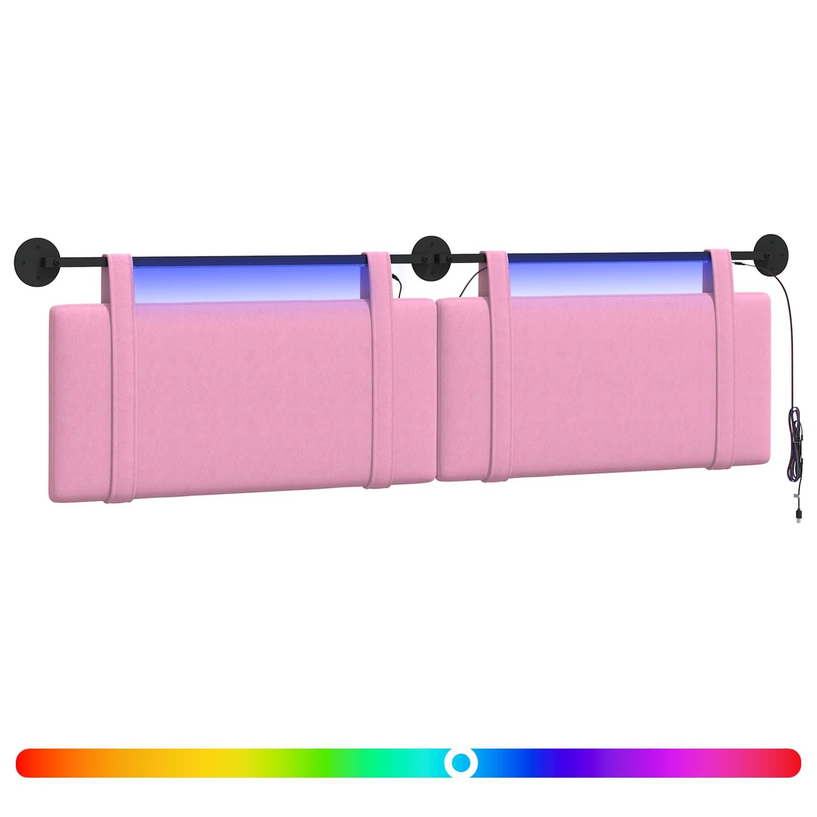 vidaXL Hängendes Kopfteil Mit LED Licht Rosa Stoff