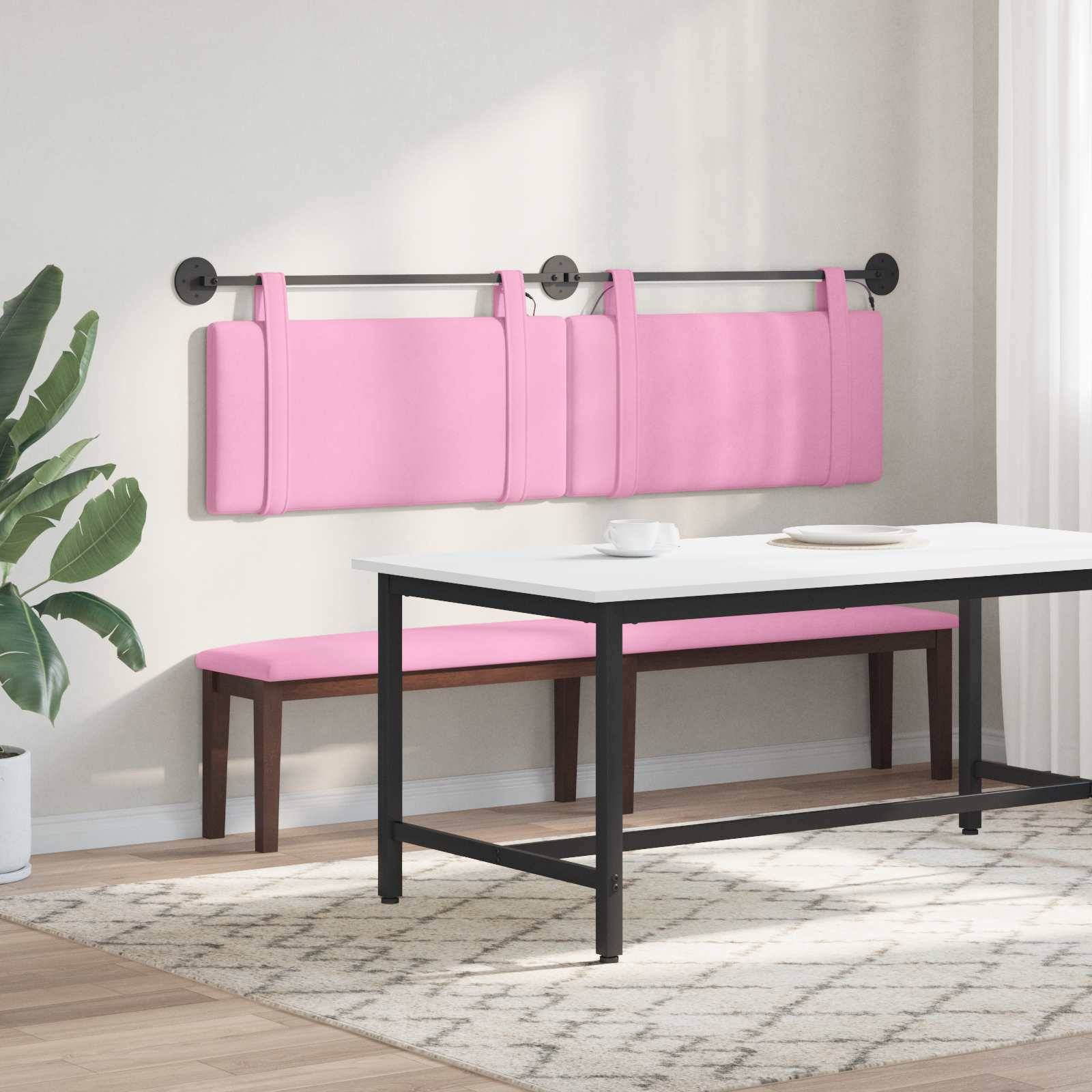 vidaXL Hängendes Kopfteil Mit LED Licht Rosa Stoff