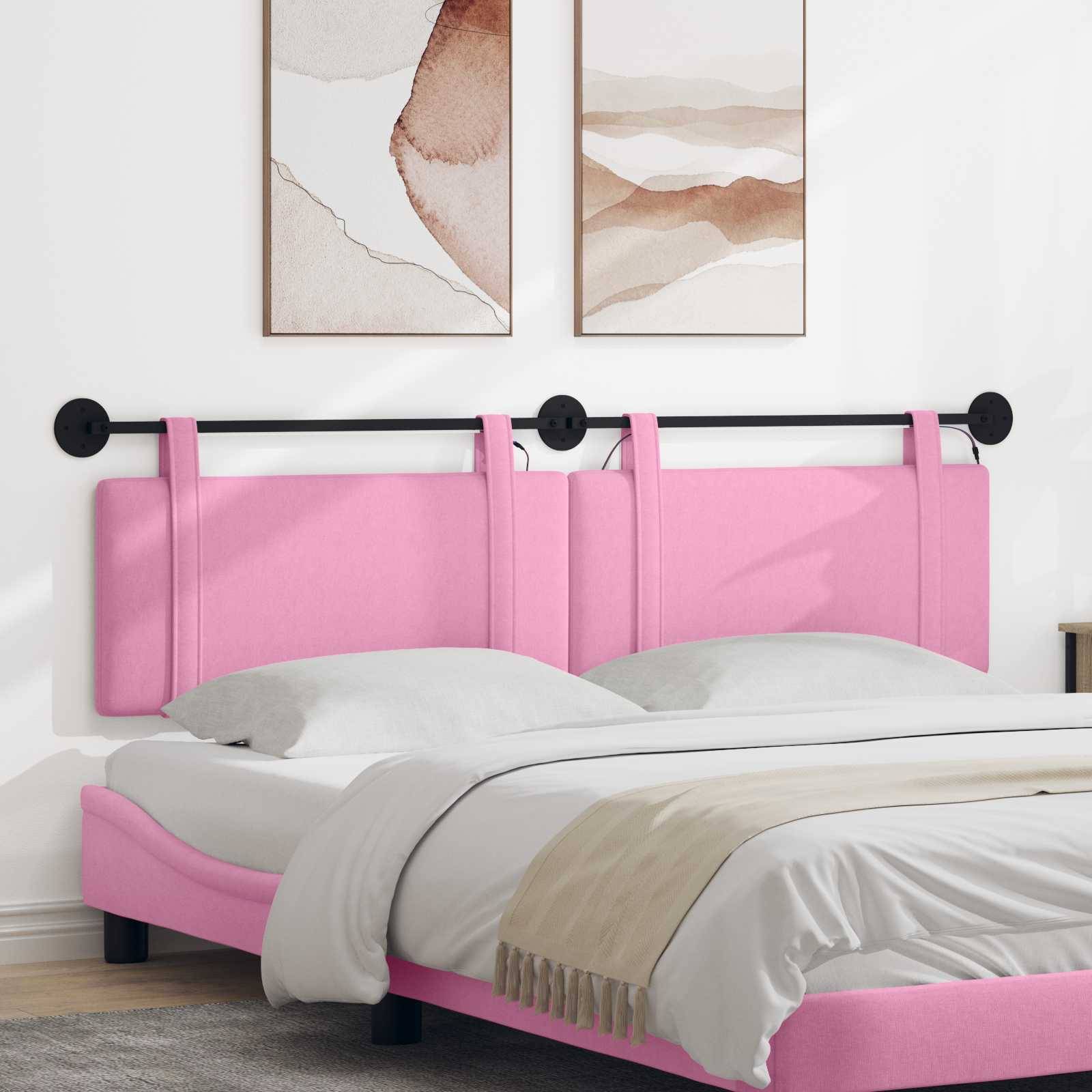 vidaXL Hängendes Kopfteil Mit LED Licht Rosa Stoff