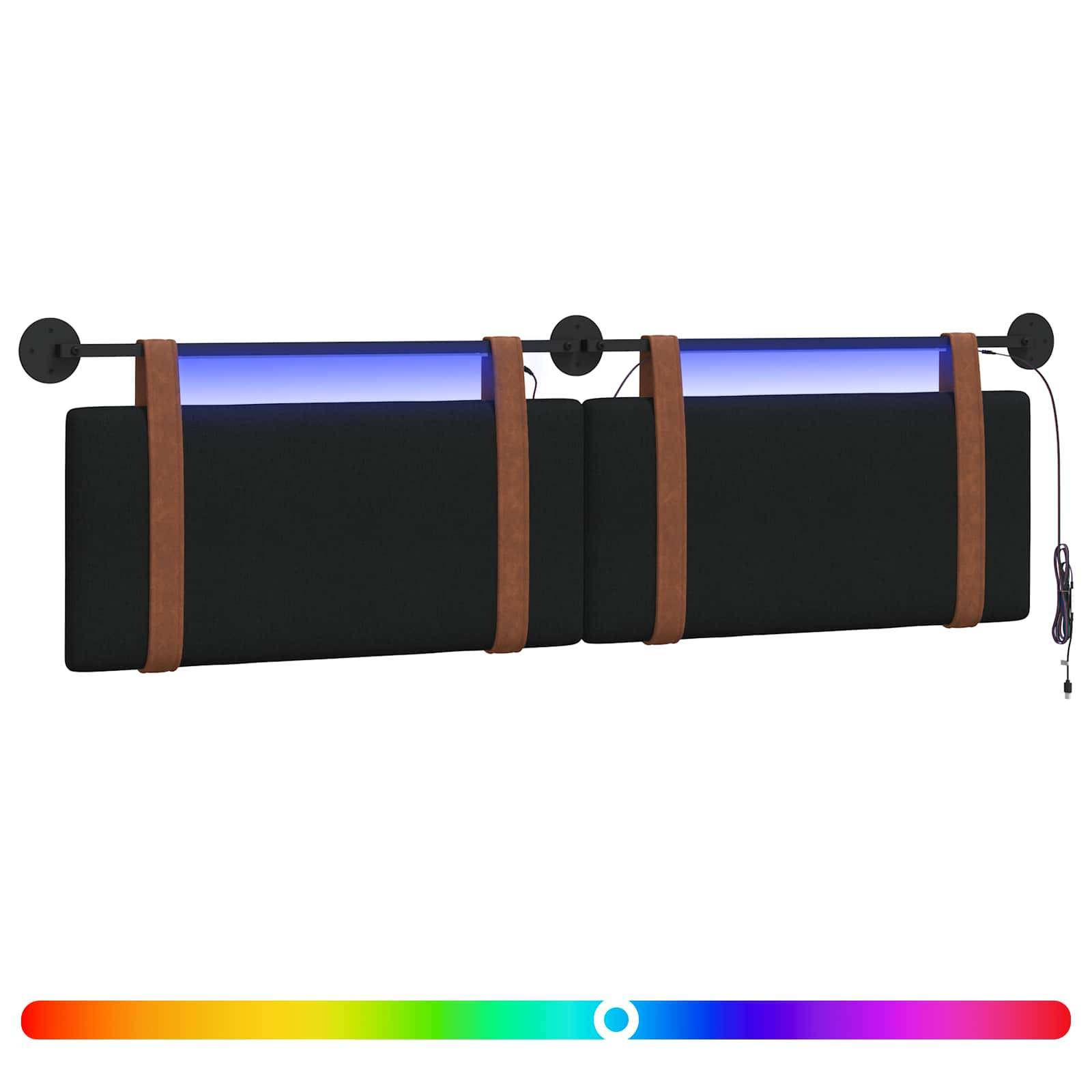 vidaXL Hängendes Kopfteil Mit LED Licht Schwarz Antikes PU