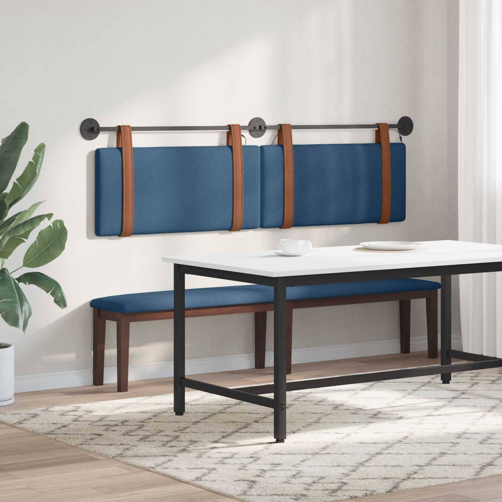 vidaXL Hängendes Kopfteil Mit LED Licht Blau Antikes PU