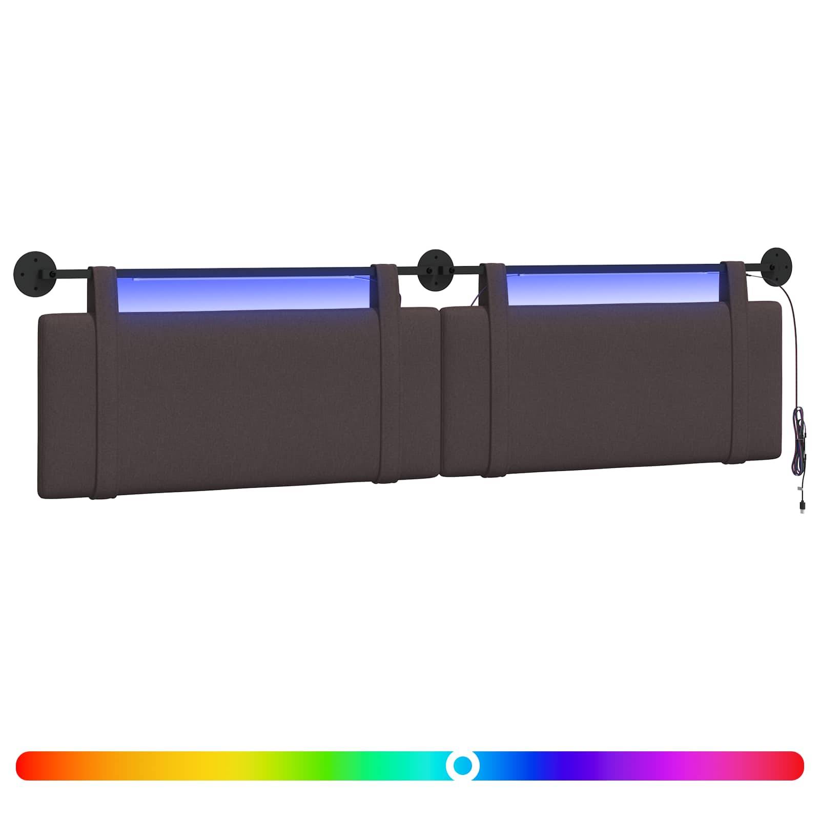vidaXL Hängendes Kopfteil Mit LED Licht Dunkelbraun Stoff
