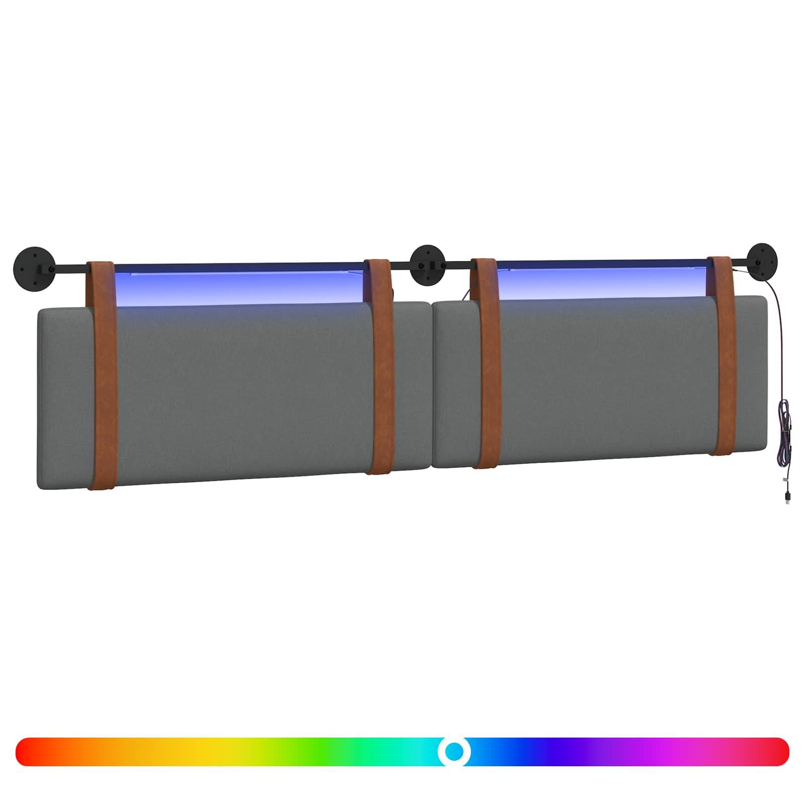 vidaXL Hängendes Kopfteil Mit LED Licht Dunkelgrau Antikes PU