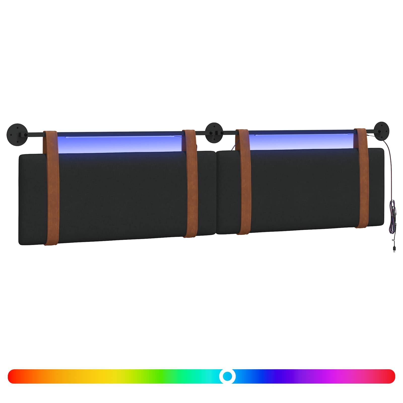 vidaXL Hängendes Kopfteil Mit LED Licht Schwarz Antikes PU