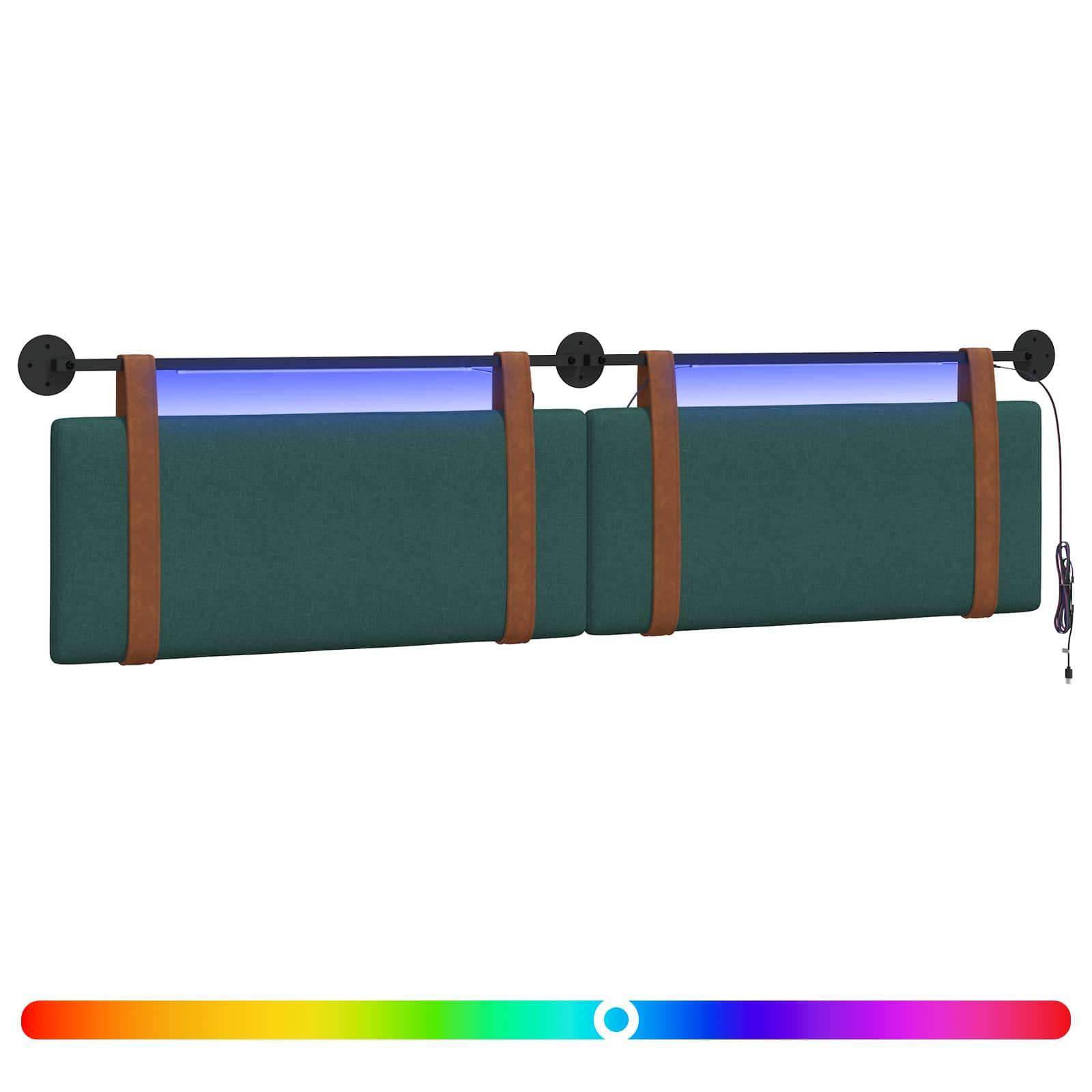 vidaXL Hängendes Kopfteil Mit LED Licht Dunkelgrün Antikes PU