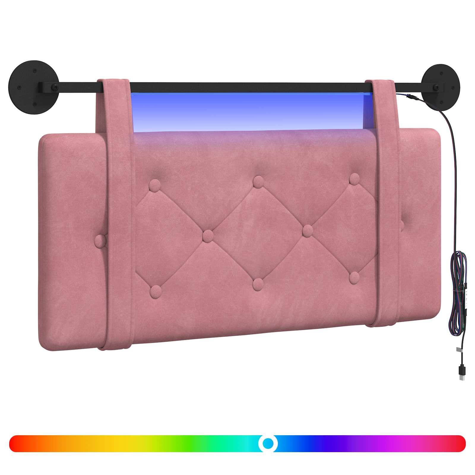 vidaXL Hängendes Kopfteil Mit LED Licht Rosa Samt