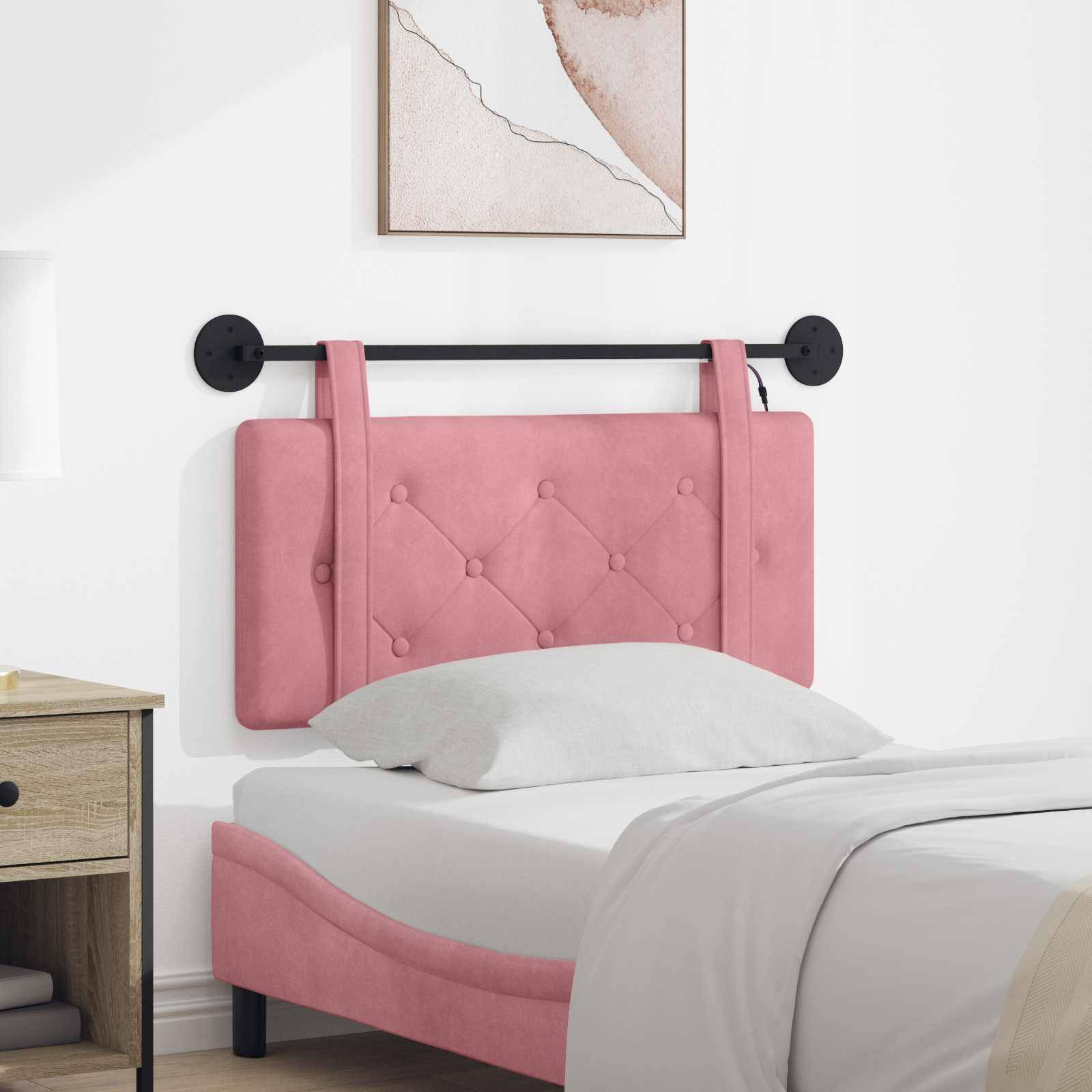 vidaXL Hängendes Kopfteil Mit LED Licht Rosa Samt