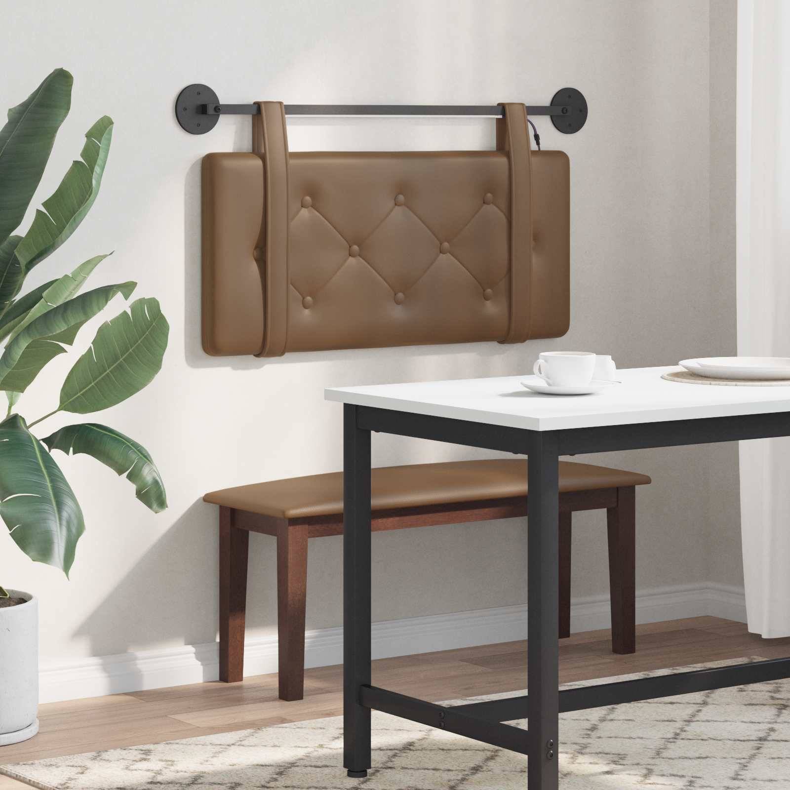 vidaXL Hängendes Kopfteil Mit LED Licht Cappuccino Kunstleder