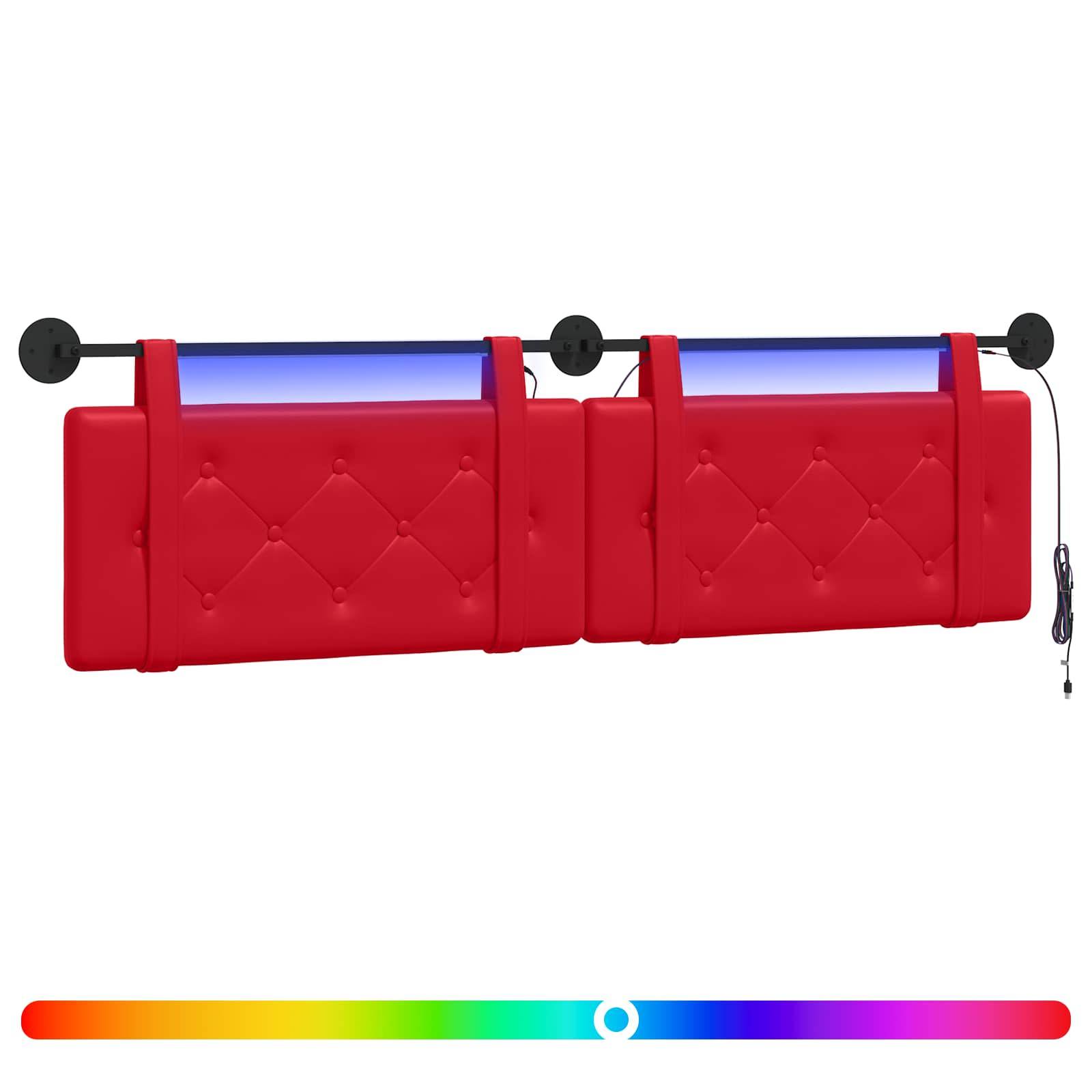 vidaXL Hängendes Kopfteil Mit LED Licht Rot Kunstleder