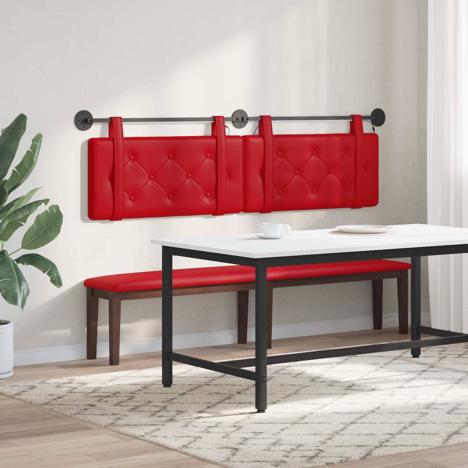 vidaXL Hängendes Kopfteil Mit LED Licht Rot Kunstleder