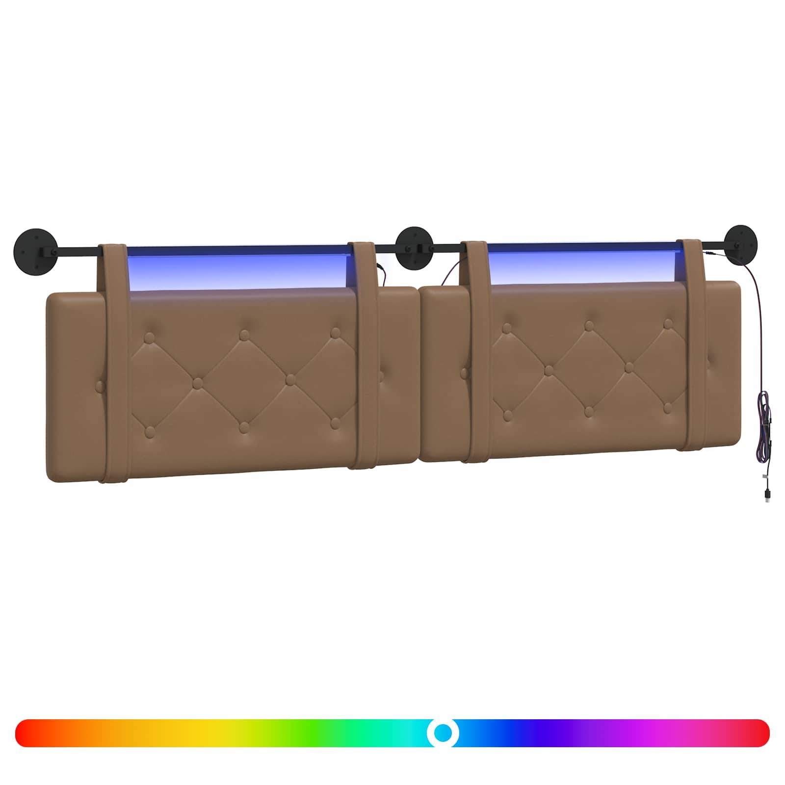 vidaXL Hängendes Kopfteil Mit LED Licht Cappuccino Kunstleder