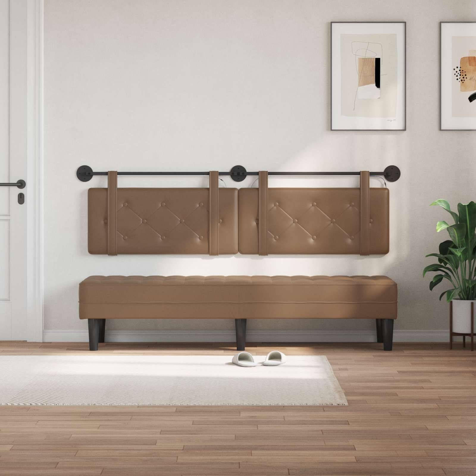 vidaXL Hängendes Kopfteil Mit LED Licht Cappuccino Kunstleder