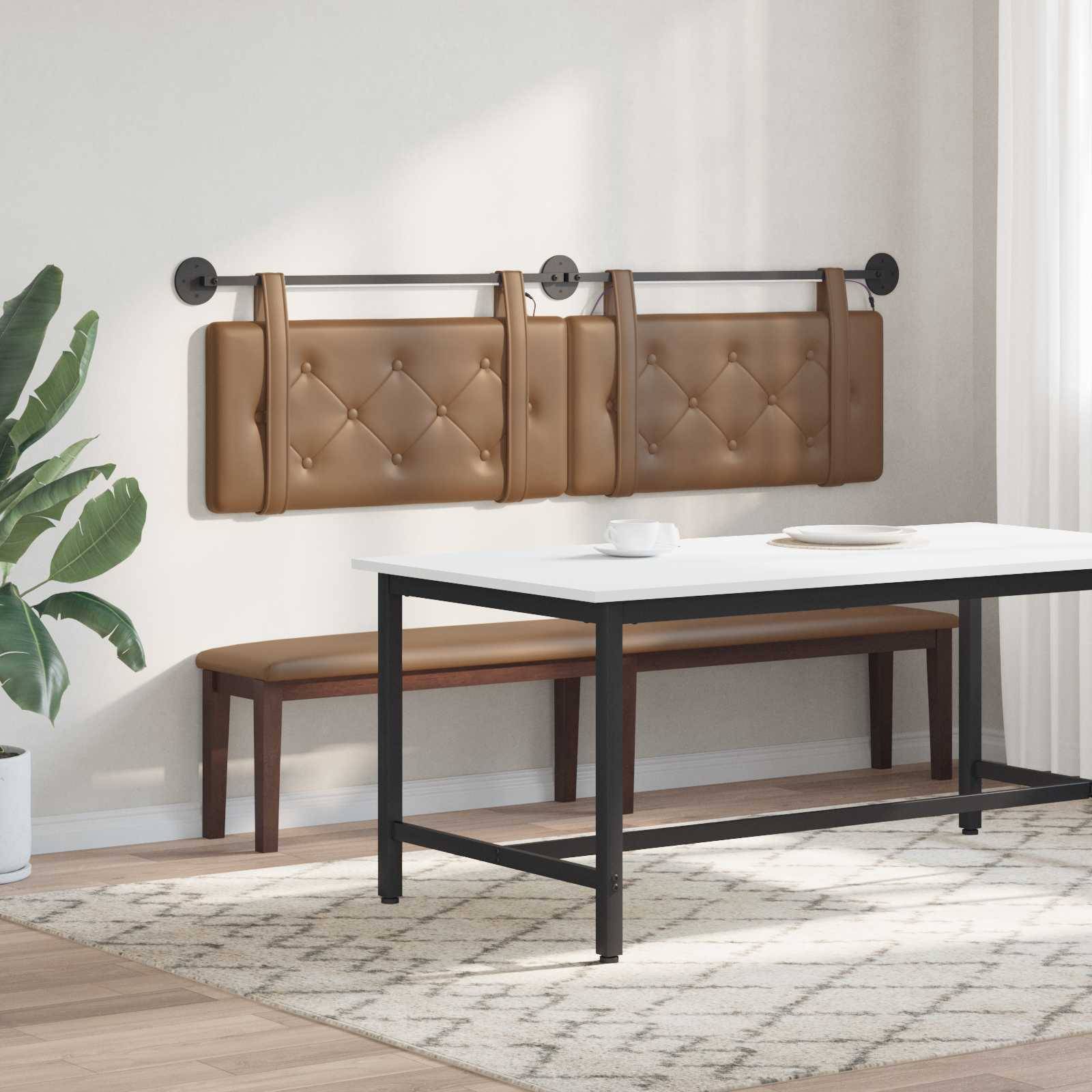 vidaXL Hängendes Kopfteil Mit LED Licht Cappuccino Kunstleder