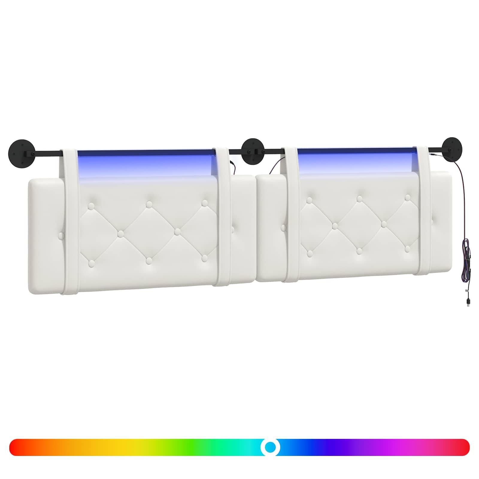vidaXL Hängendes Kopfteil Mit LED Licht Weiß Kunstleder