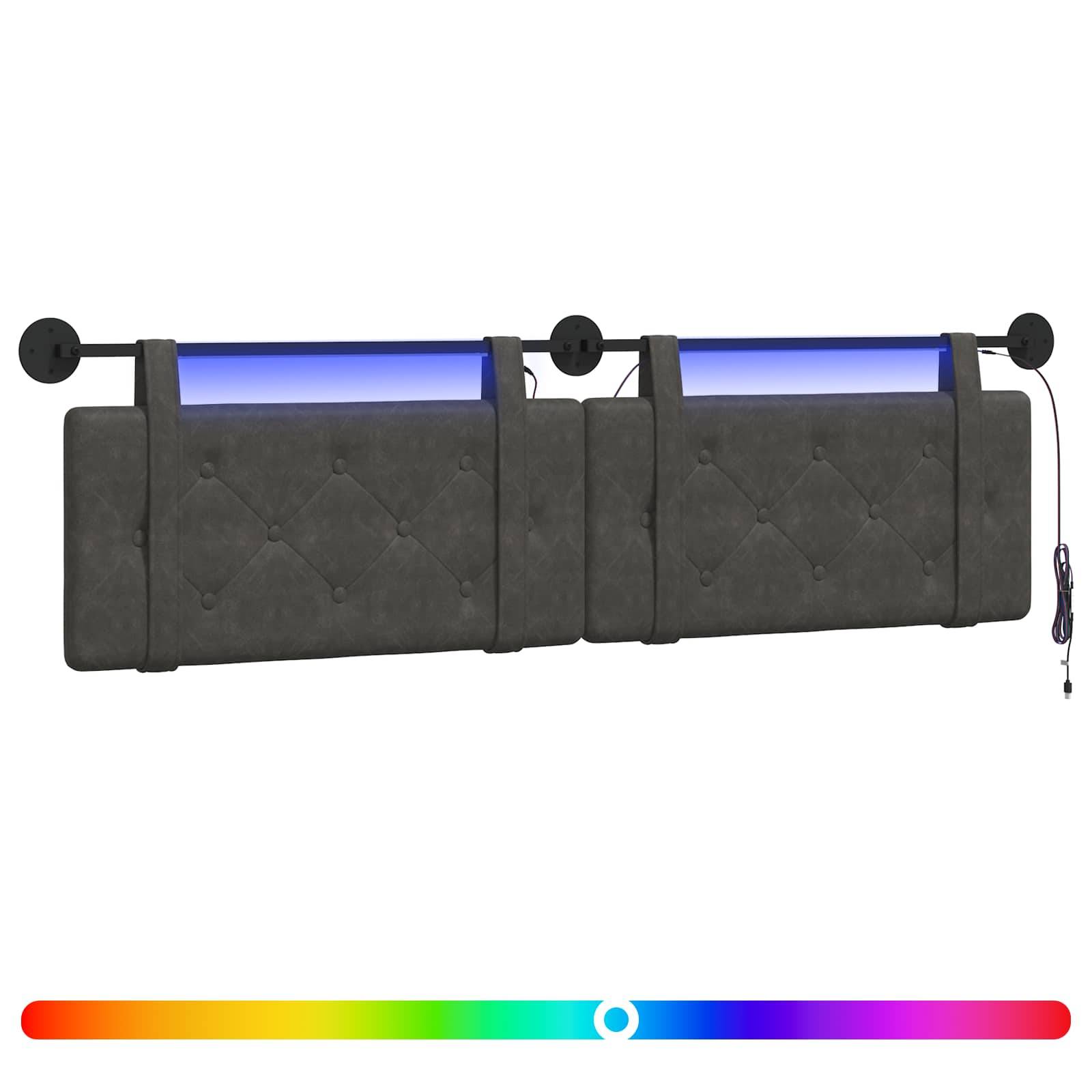 vidaXL Hängendes Kopfteil Mit LED Licht Schwarz Antikes PU