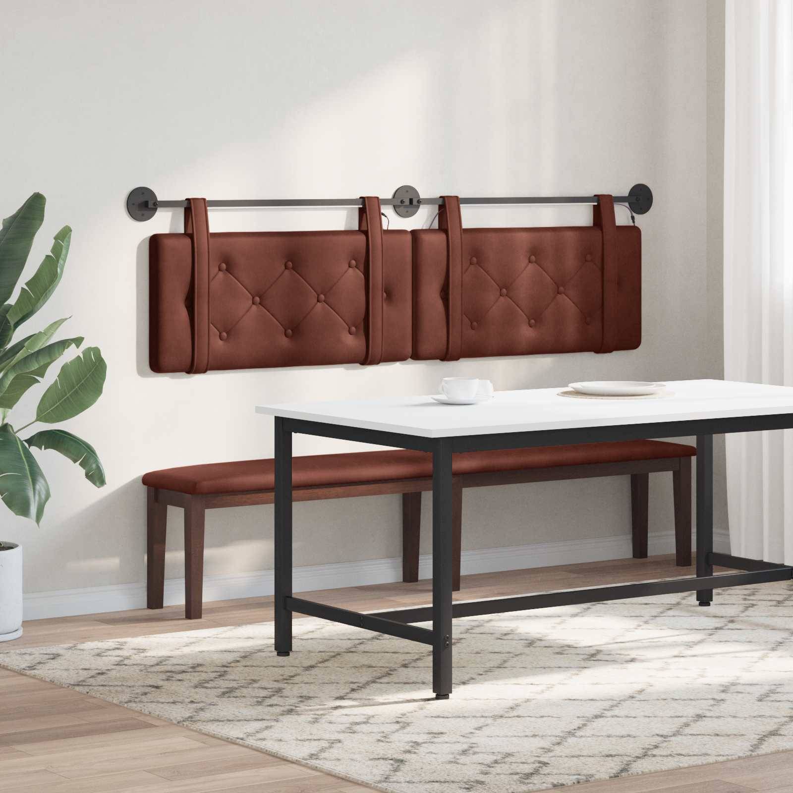 vidaXL Hängendes Kopfteil Mit LED Licht Glänzendes Braun Antikes PU