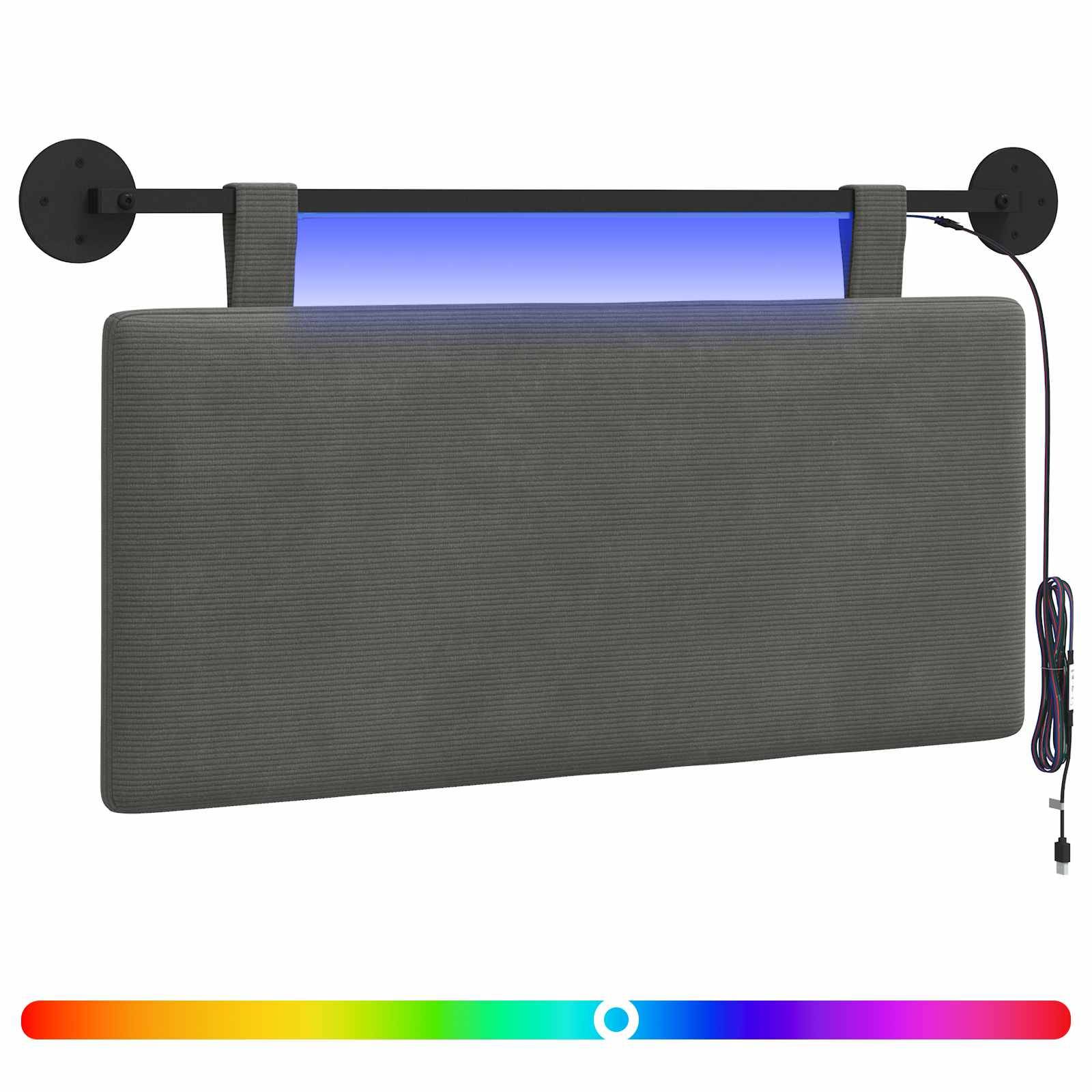 vidaXL Hängendes Kopfteil Mit LED Licht Dunkelgrau Cordstoff
