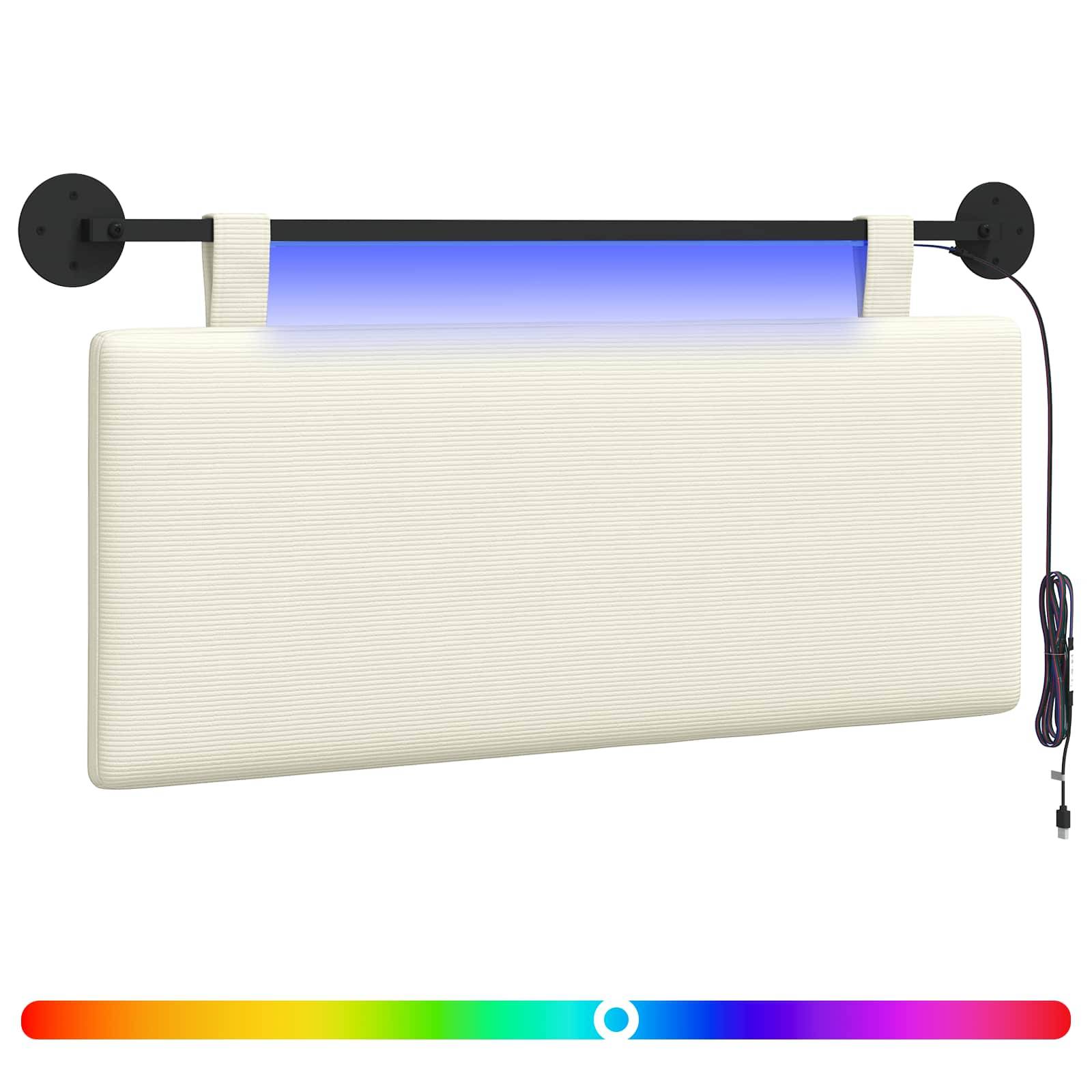 vidaXL Hängendes Kopfteil Mit LED Licht Creme Cordstoff