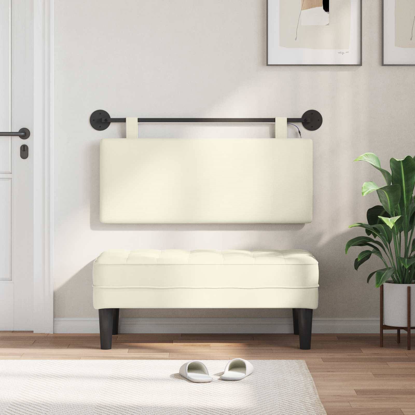 vidaXL Hängendes Kopfteil Mit LED Licht Creme Cordstoff
