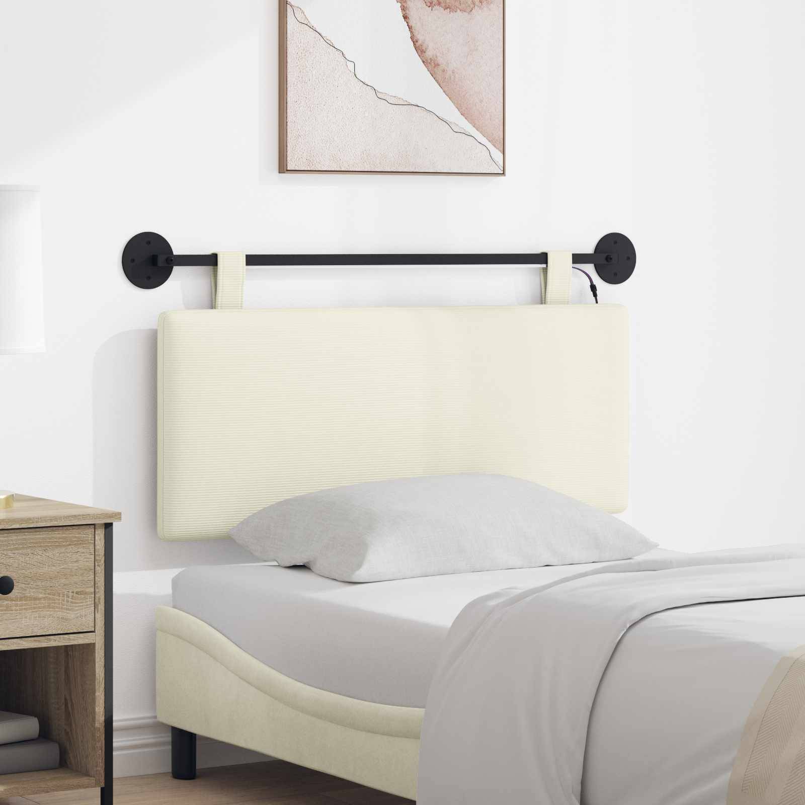 vidaXL Hängendes Kopfteil Mit LED Licht Creme Cordstoff