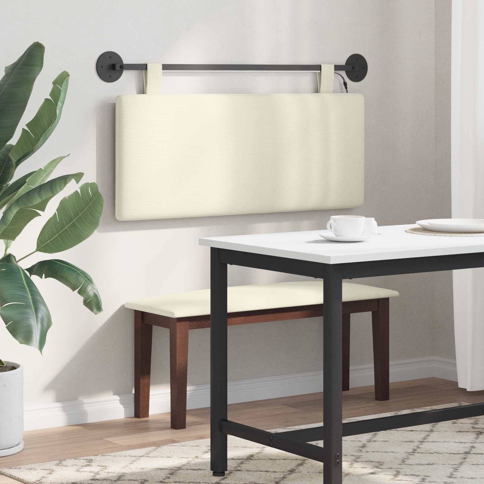 vidaXL Hängendes Kopfteil Mit LED Licht Creme Cordstoff