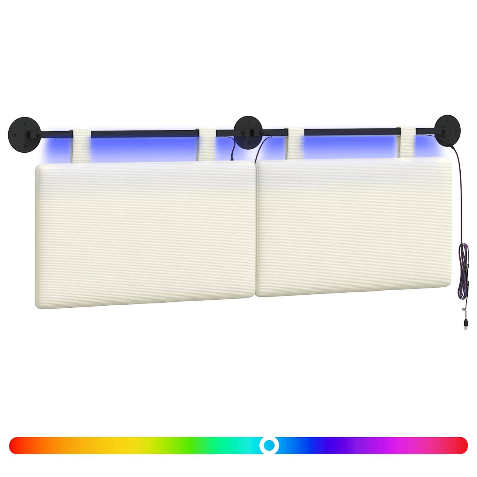 vidaXL Hängendes Kopfteil Mit LED Licht Creme Cordstoff