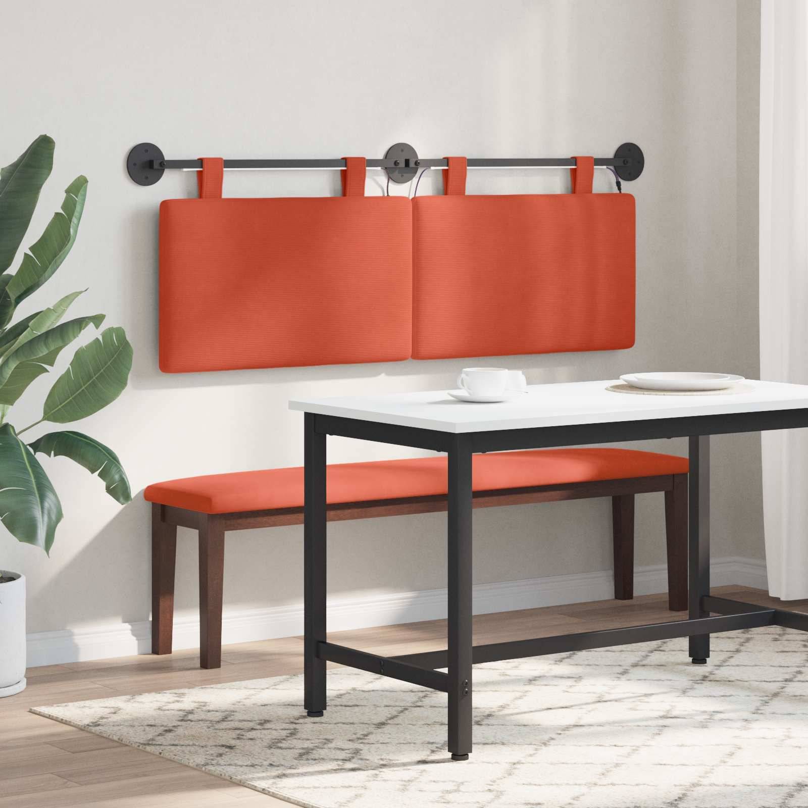 vidaXL Hängendes Kopfteil Mit LED Licht Rot-Orange Cordstoff