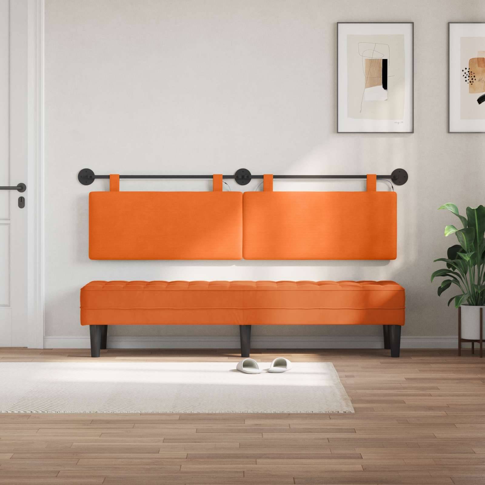 vidaXL Hängendes Kopfteil Mit LED Licht Orange Cordstoff