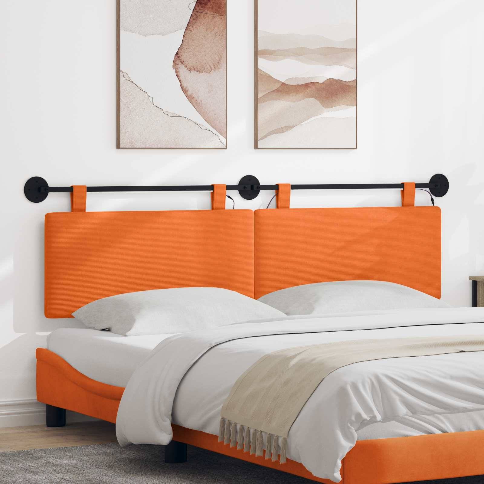 vidaXL Hängendes Kopfteil Mit LED Licht Orange Cordstoff