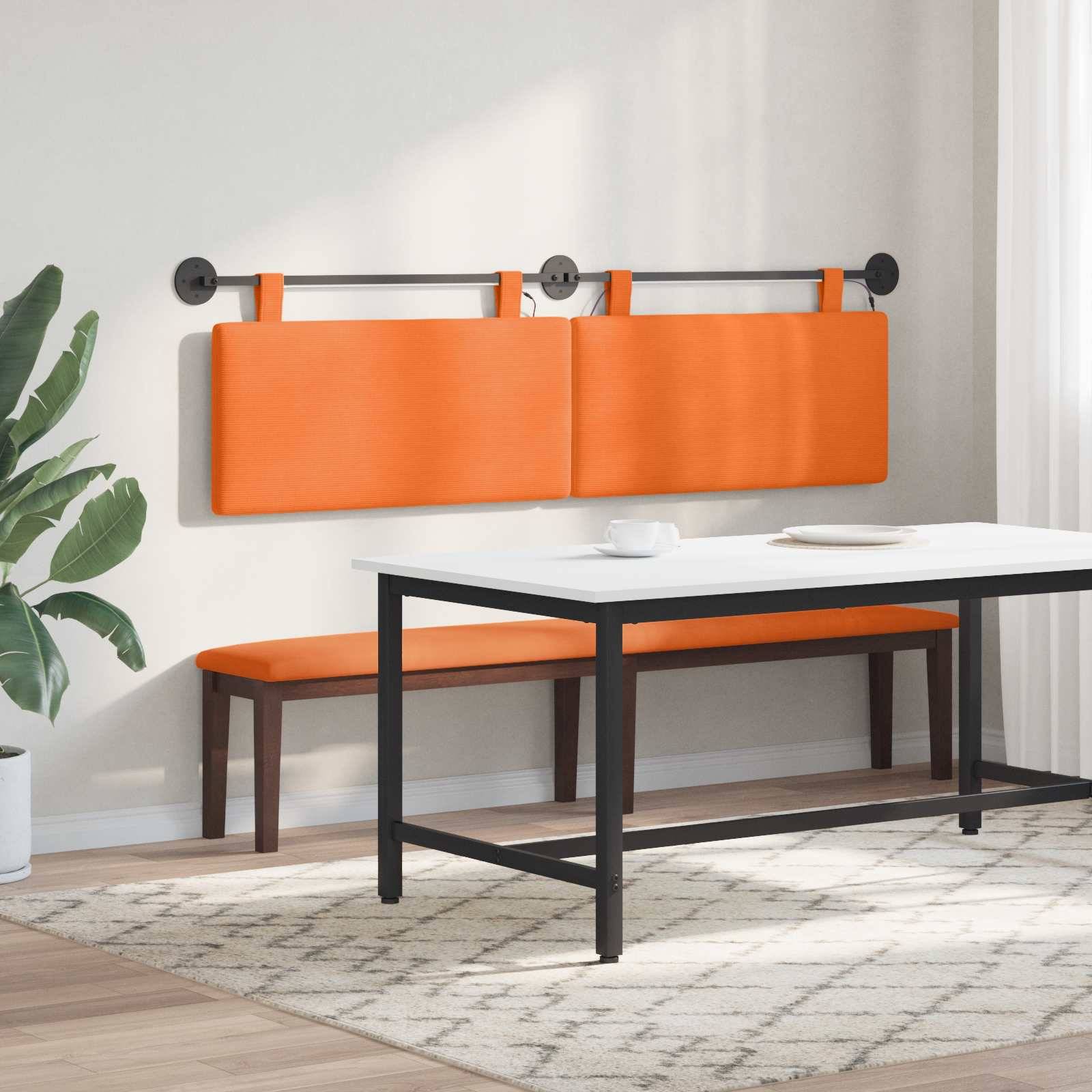 vidaXL Hängendes Kopfteil Mit LED Licht Orange Cordstoff