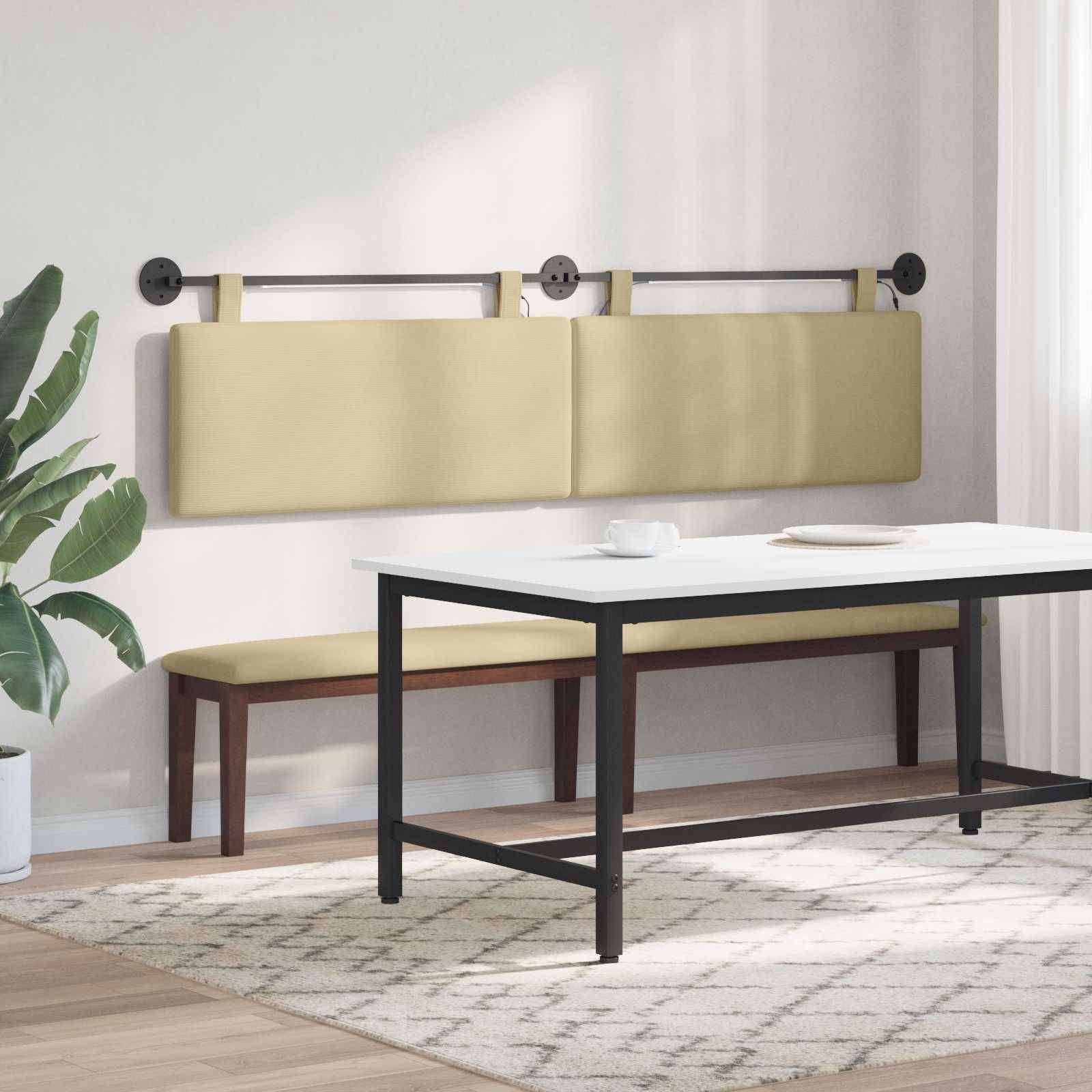 vidaXL Hängendes Kopfteil Mit LED Licht Hellgrün-Grau Cordstoff