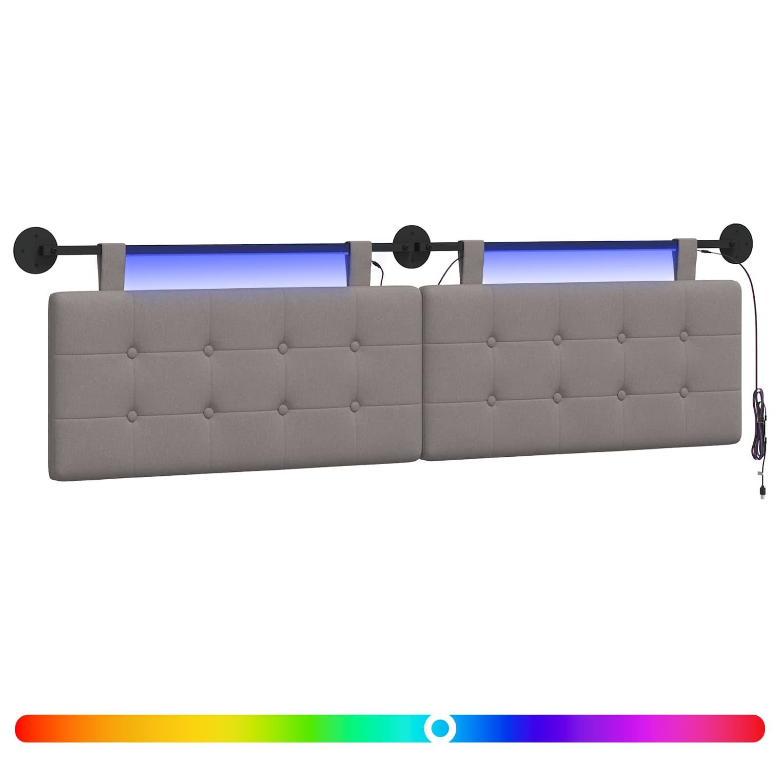 vidaXL Hängendes Kopfteil Mit LED Licht Taupe Stoff