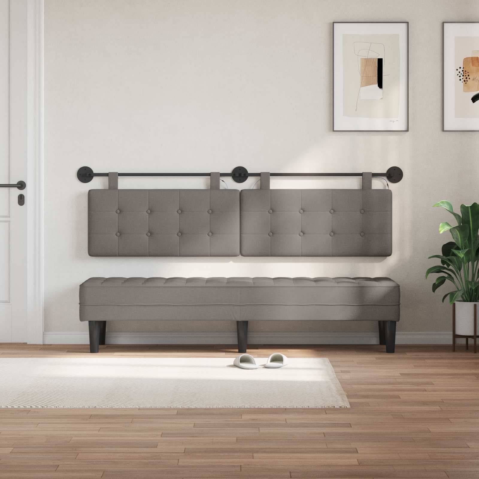 vidaXL Hängendes Kopfteil Mit LED Licht Taupe Stoff