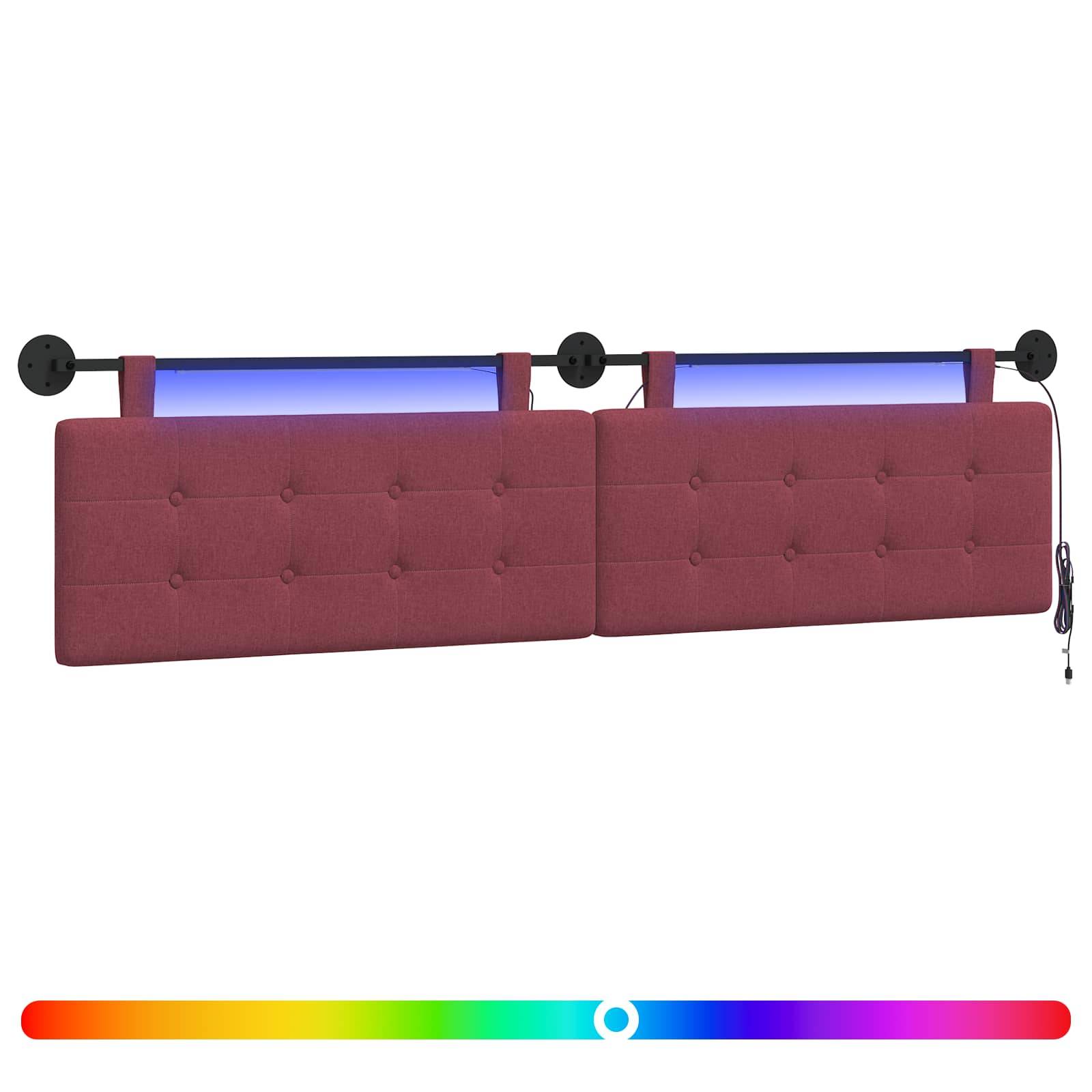 vidaXL Hängendes Kopfteil Mit LED Licht Weinrot Stoff