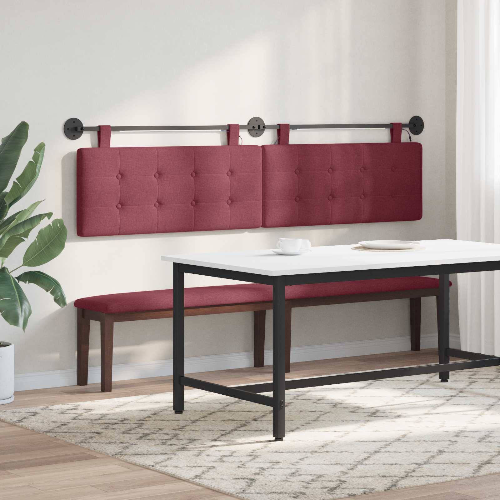 vidaXL Hängendes Kopfteil Mit LED Licht Weinrot Stoff