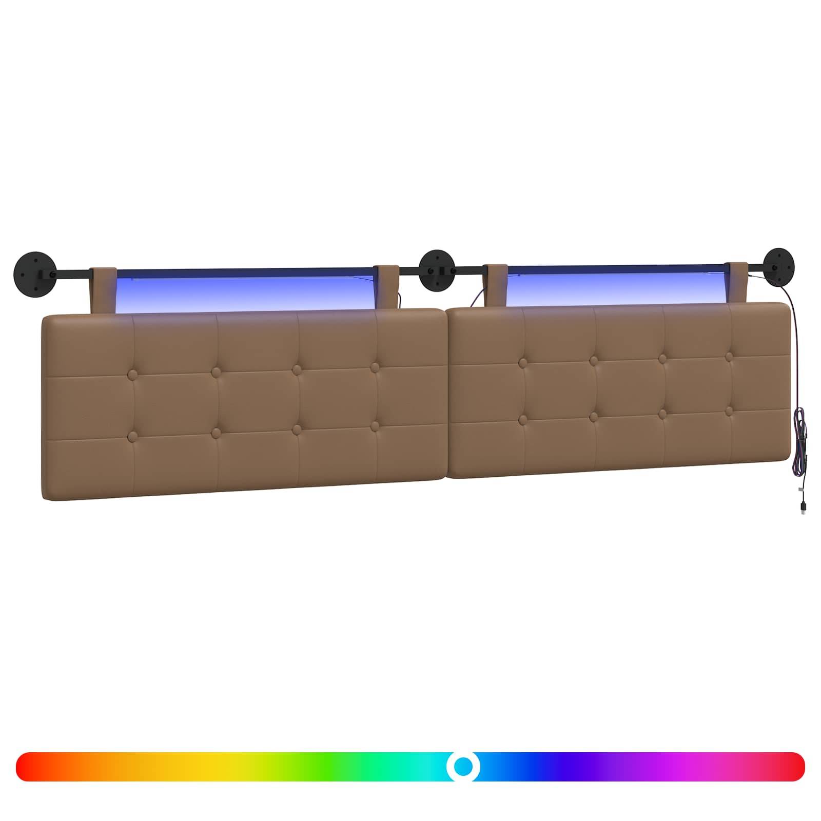 vidaXL Hängendes Kopfteil Mit LED Licht Cappuccino Kunstleder