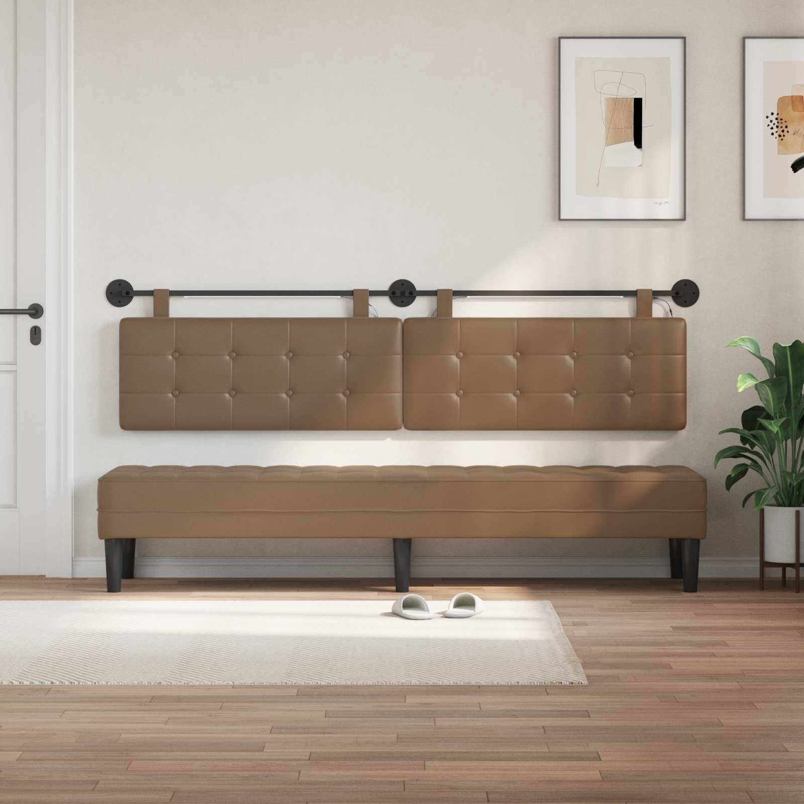 vidaXL Hängendes Kopfteil Mit LED Licht Cappuccino Kunstleder