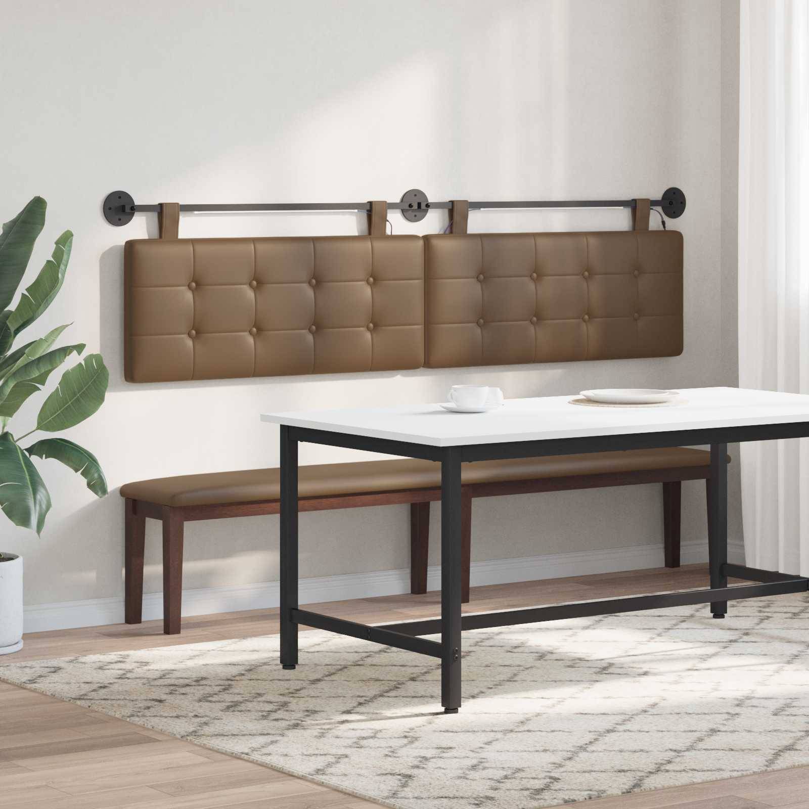 vidaXL Hängendes Kopfteil Mit LED Licht Cappuccino Kunstleder