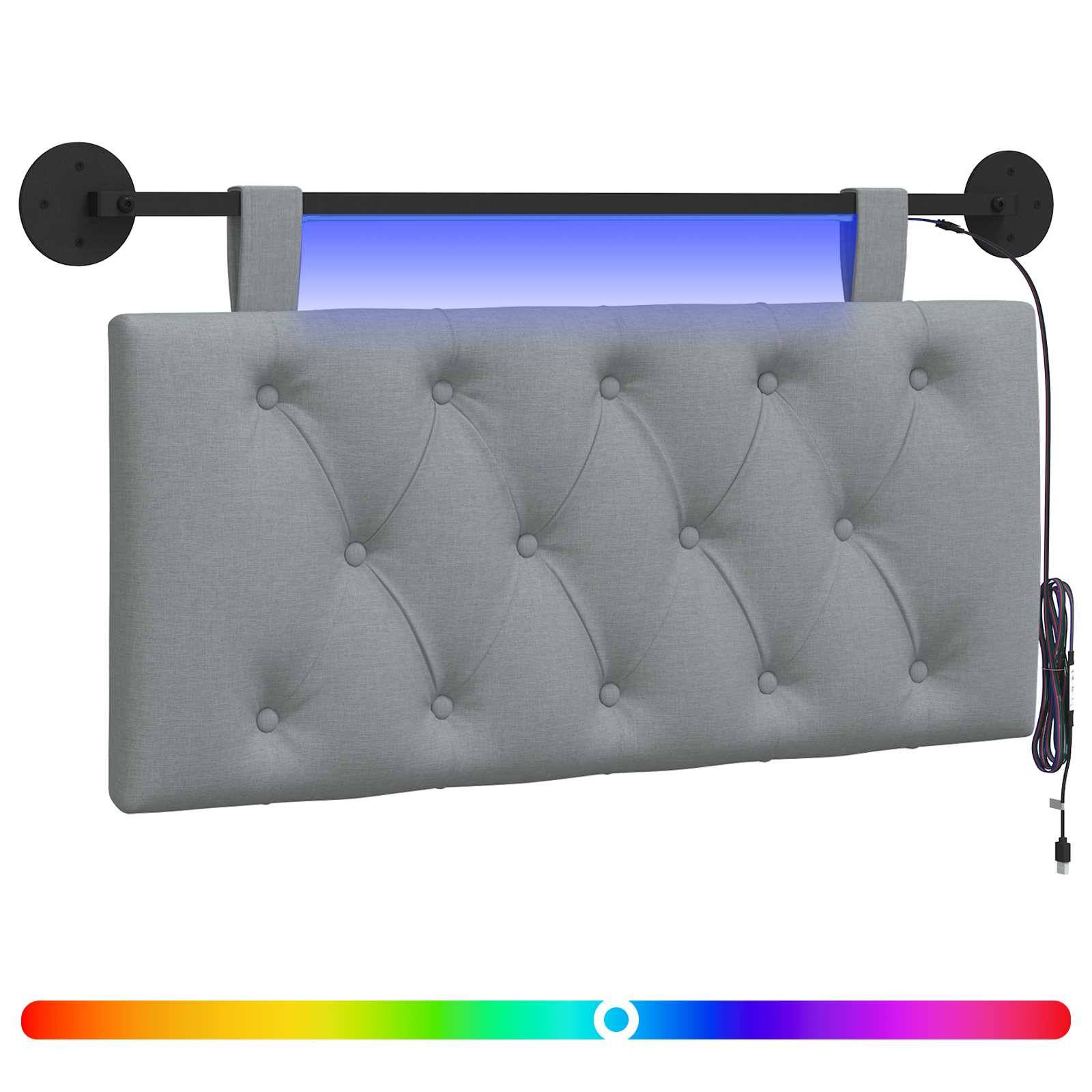 vidaXL Hängendes Kopfteil Mit LED Licht Hellgrau Stoff